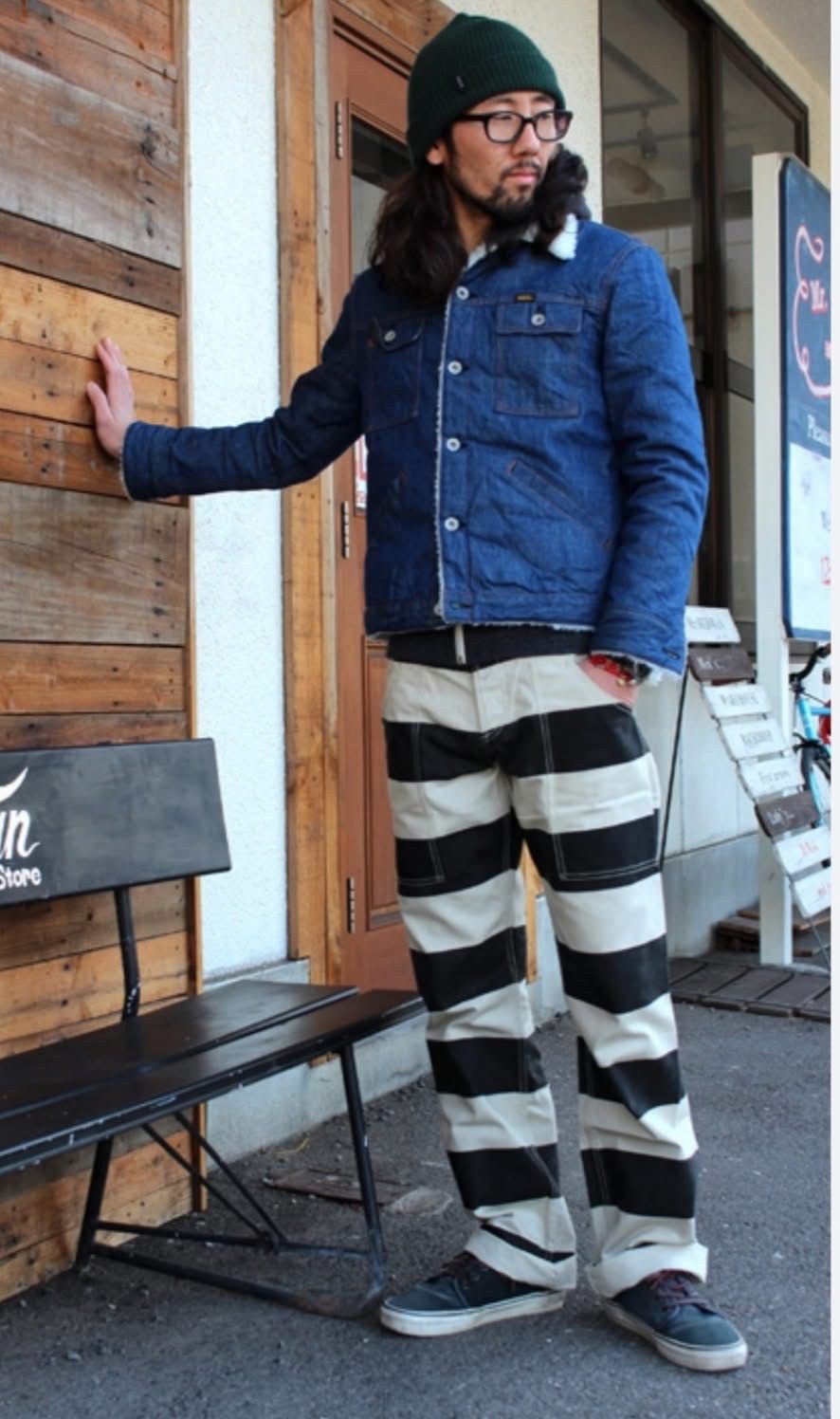 Japanese Brand 💥Biker Style💥Road Runner Prisoner Stripe Sturdy Pant F469 Size US 33 - 5 Thumbnail