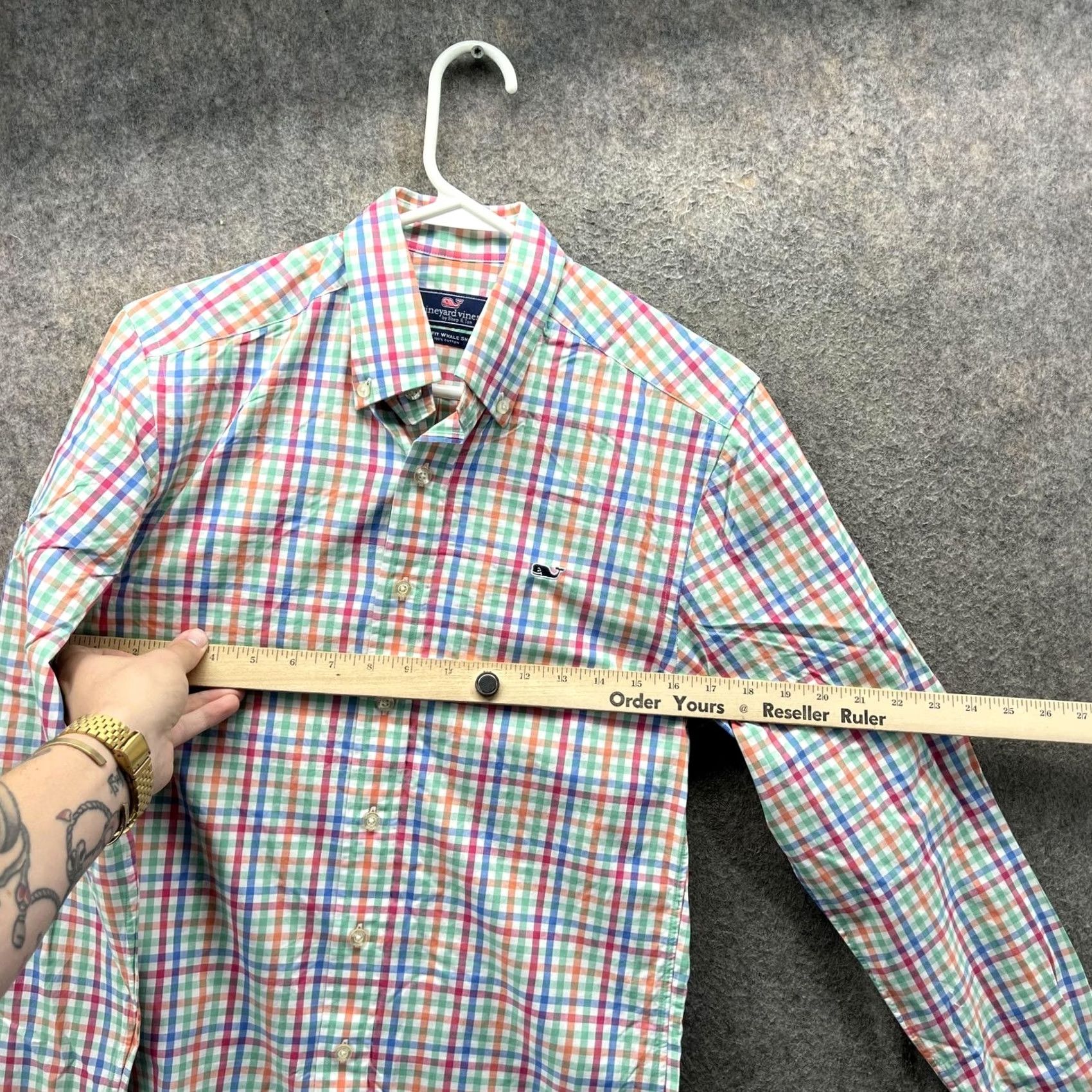 Vineyard Vines Vineyard Vines Shirt Mens XS Multicolor Gingham Slim Fit Whale Cotton Button-Down Shirt Size US XS / EU 42 / 0 - 5 Thumbnail