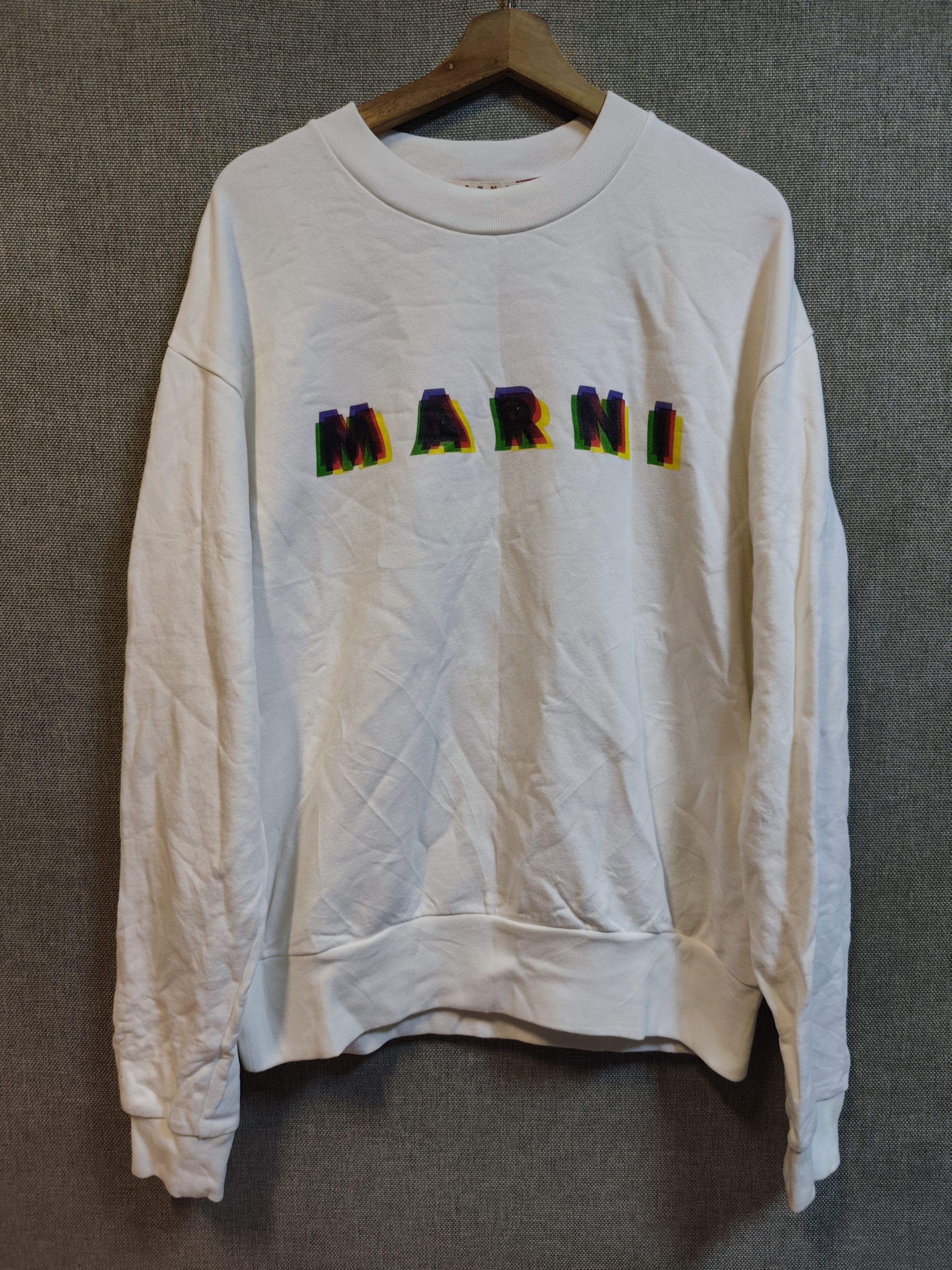 Marni SS21 Marni Distorted 3D Shadow Logo Sweatshirt White Size US L / EU 52-54 / 3 - 1 Thumbnail