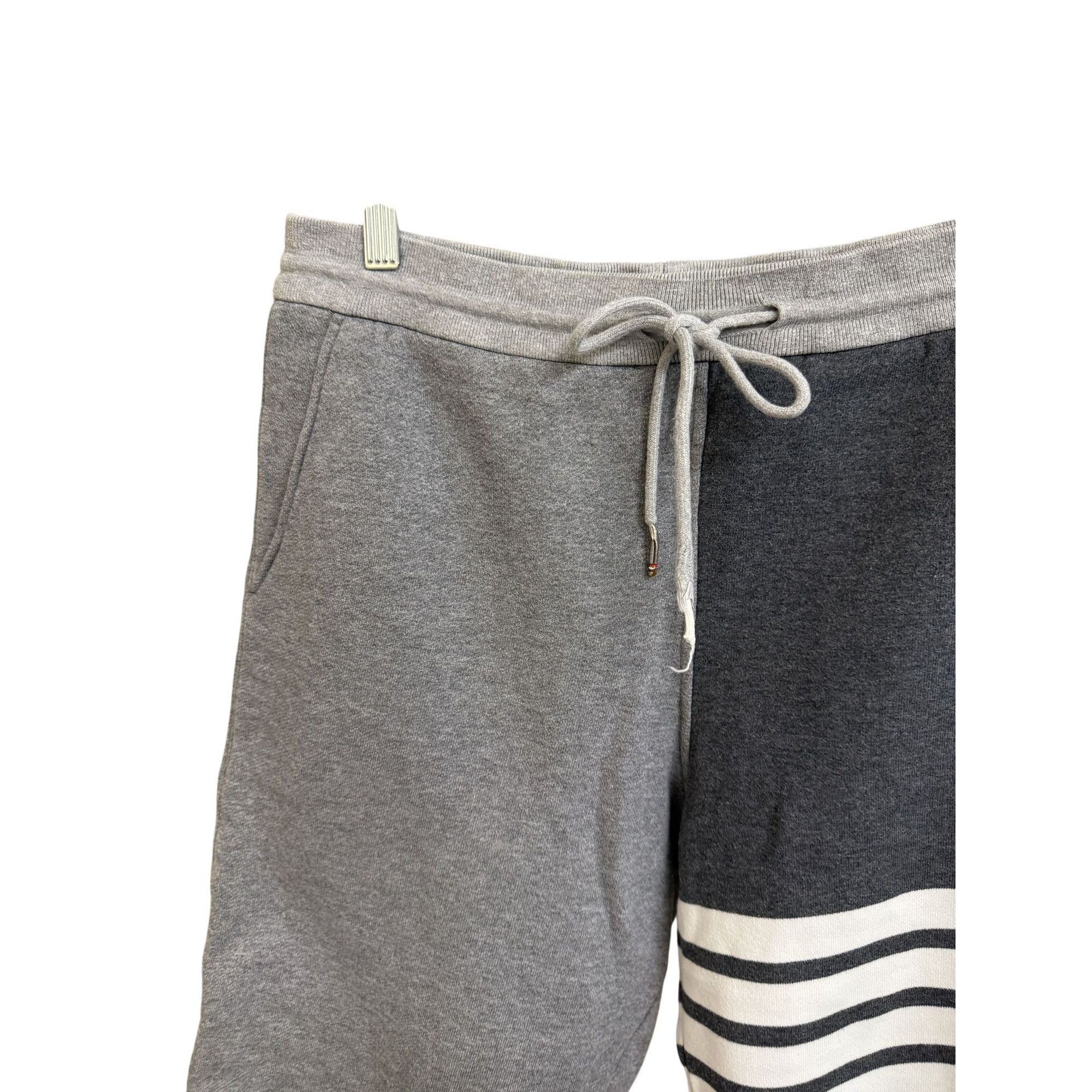 Thom Browne Thom Browne Mens Striped Sweat Shorts Size 1 Gray & Navy Cot Size US 36 / EU 52 - 6 Thumbnail