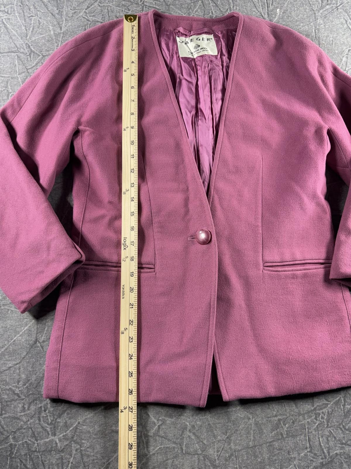Jaeger Jaeger Blazer Women's 10 Pink Pure New Wool Size L / US 10 / IT 46 - 4 Thumbnail