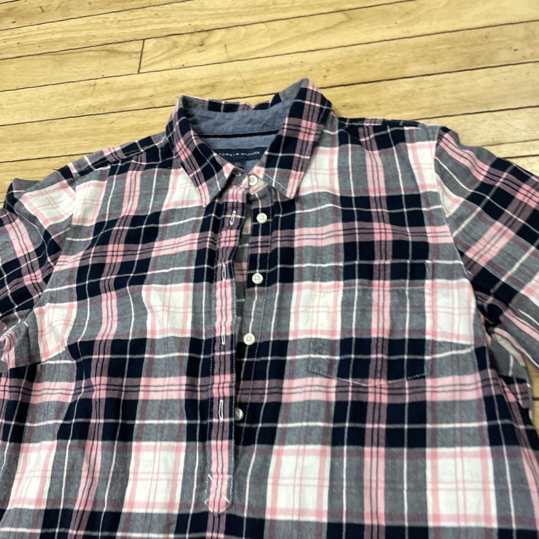 Tommy Hilfiger TOMMY HILFIGER Henley Shirt Women L Pink Plaid Western Surf Girl Y2K Sporty All Seasons Breathable Button-Up Casual Shirt Size L / US 10 / IT 46 - 3 Thumbnail