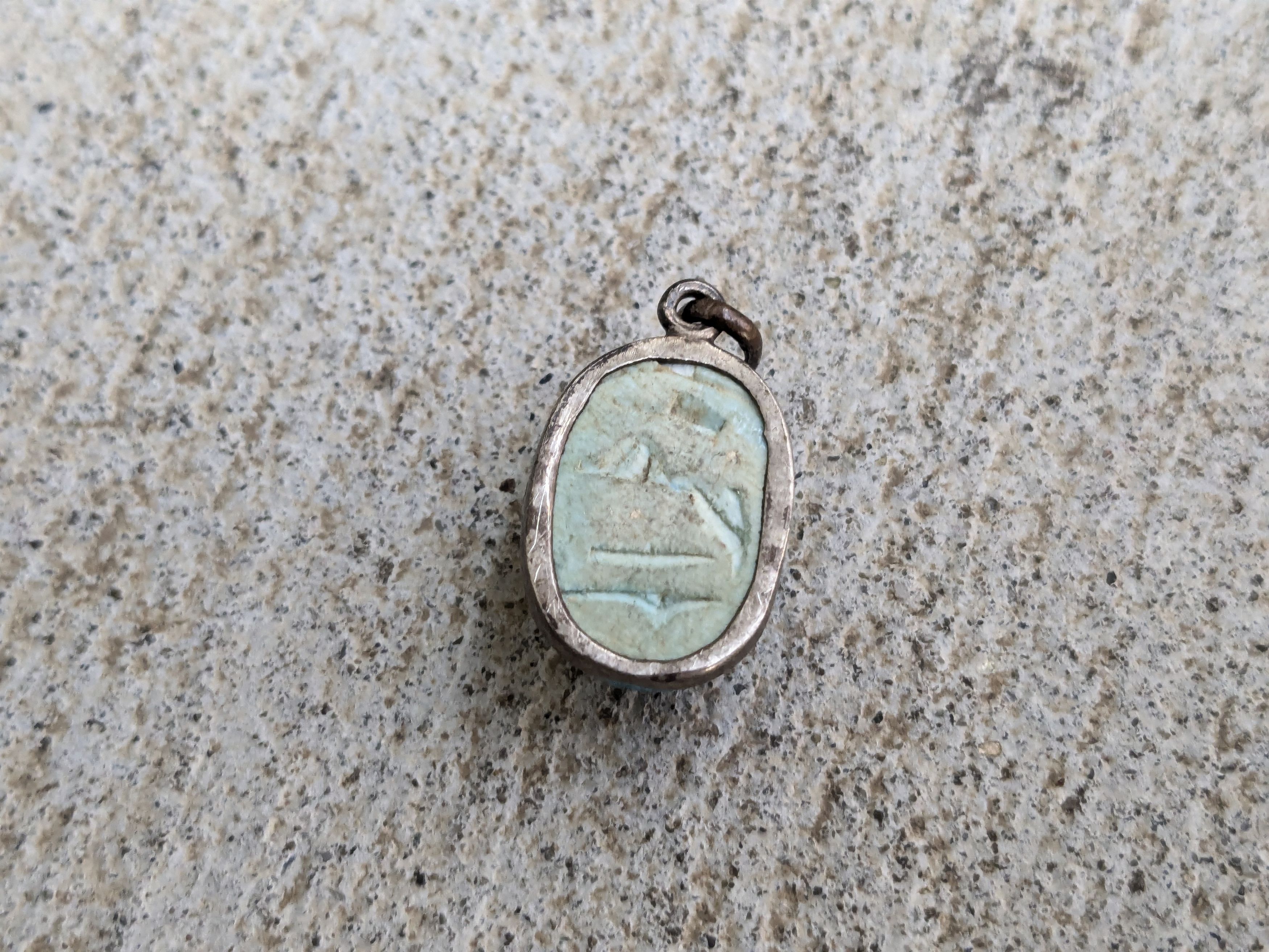 Jewelry × Vintage Scarab Pendant Blue Stone Egypt Kemet Oval Size ONE SIZE - 7 Thumbnail