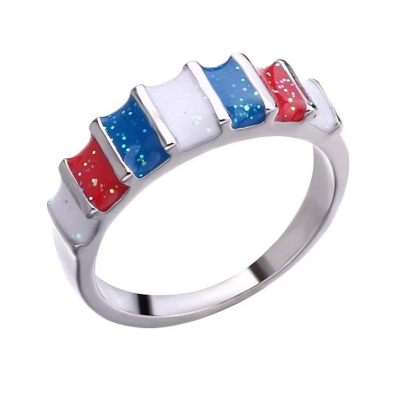 Jewelry Square Inlaid Colored Stones Rings Size ONE SIZE - 2 Thumbnail