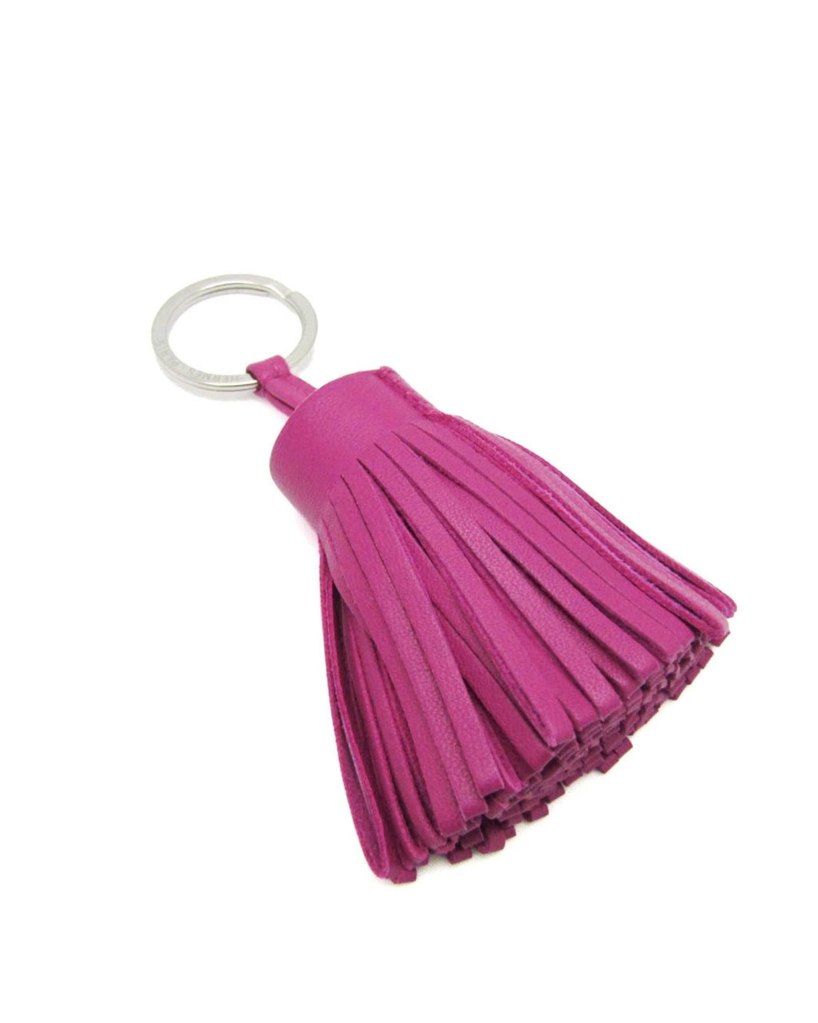 image of Hermes Elegant Leather Keyring With Silver Accent in Pink, Women's