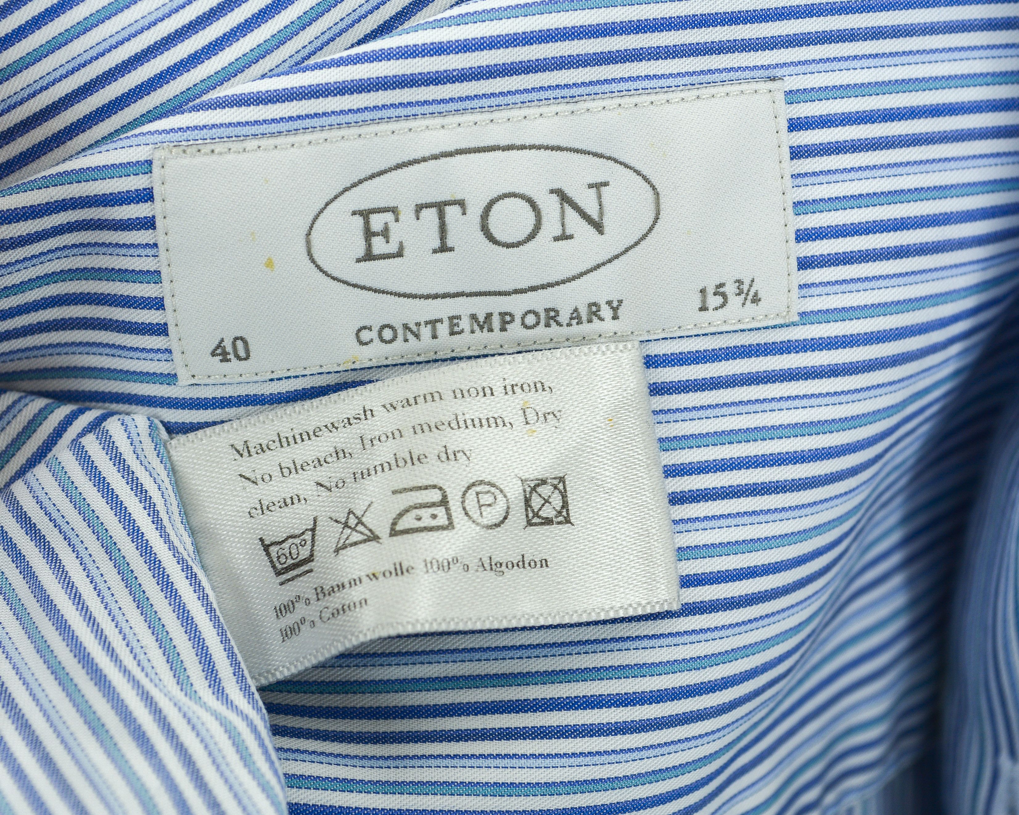 Eton ETON Contemporary Cotton Shirt Formal Pinstriped Casual Size 40R - 5 Thumbnail