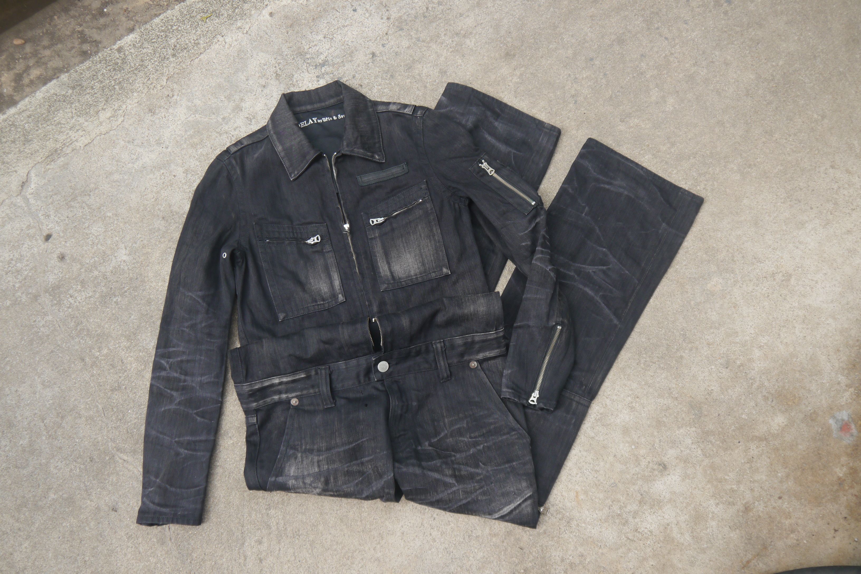 Japanese Brand (P300) DELAY by Win & Sons Black Washed Denim Jumpsuit Sz 2 Size US 34 / EU 50 - 1 Thumbnail