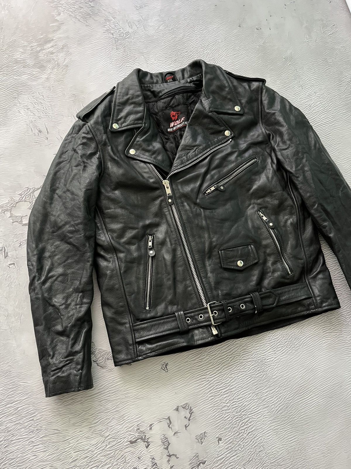 Vintage Wolf Wear Without Fear Vintage Leather Moto Jacket Black Size US XXL / EU 58 / 5 - 3 Thumbnail
