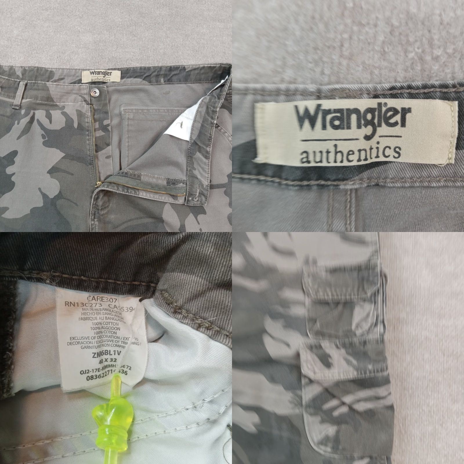 Wrangler Wrangler Mens Cargo Pants 40x32 Extra Large Gray Camo Workwear Size US 40 / EU 56 - 8 Thumbnail