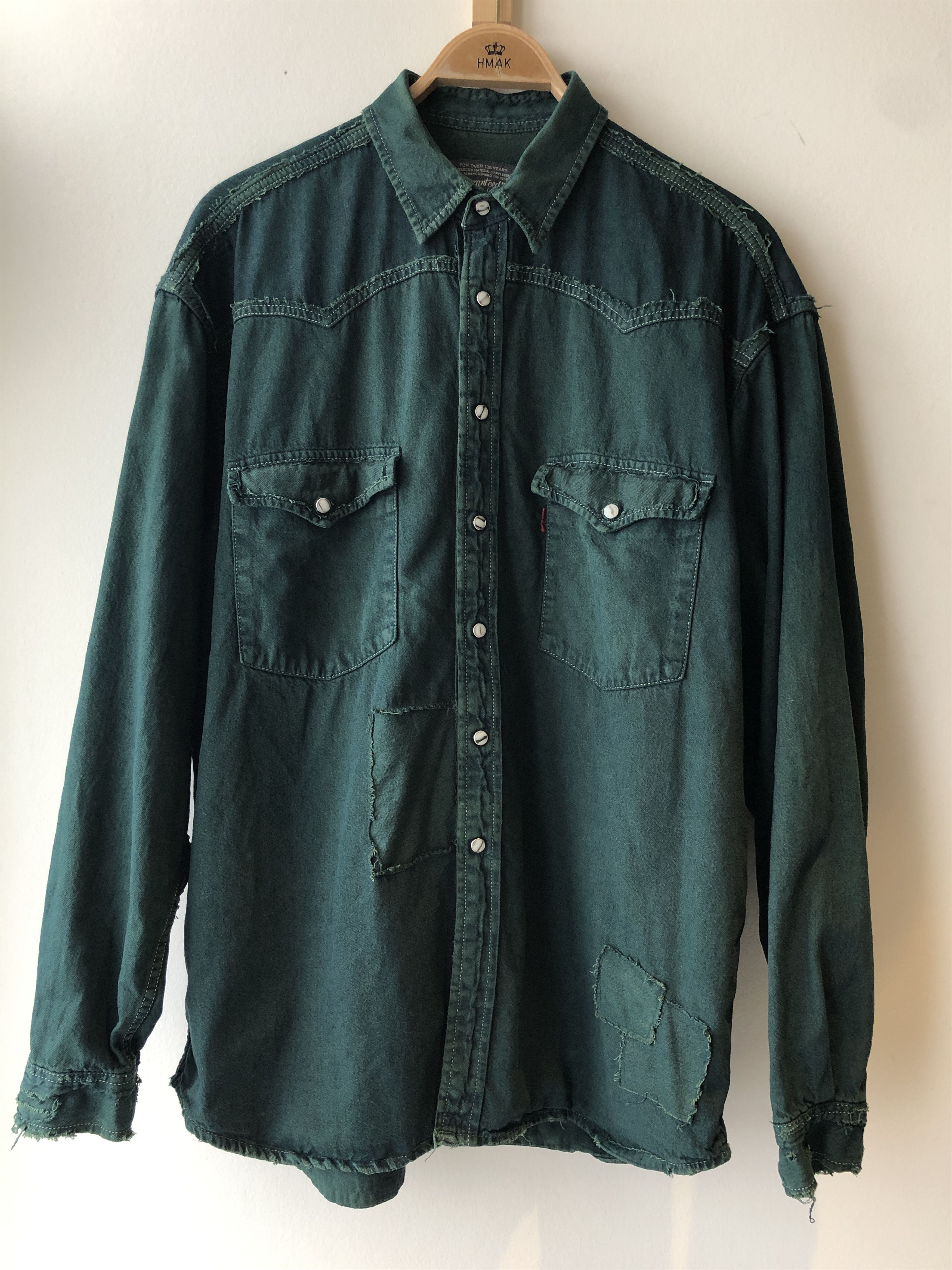 image of Kapital x Levis Vintage Clothing Vintage Distressed Levi's Shirt - Made In Portugal in Green (Size 