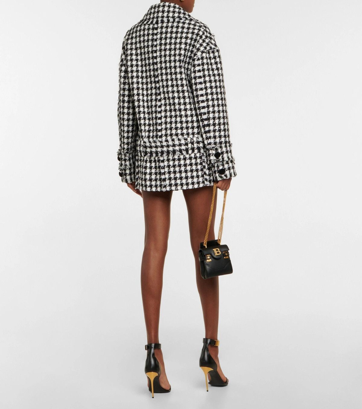 Balmain o1y0525 Checked Coat in Black/White Size XS / US 0-2 / IT 36-38 - 4 Thumbnail