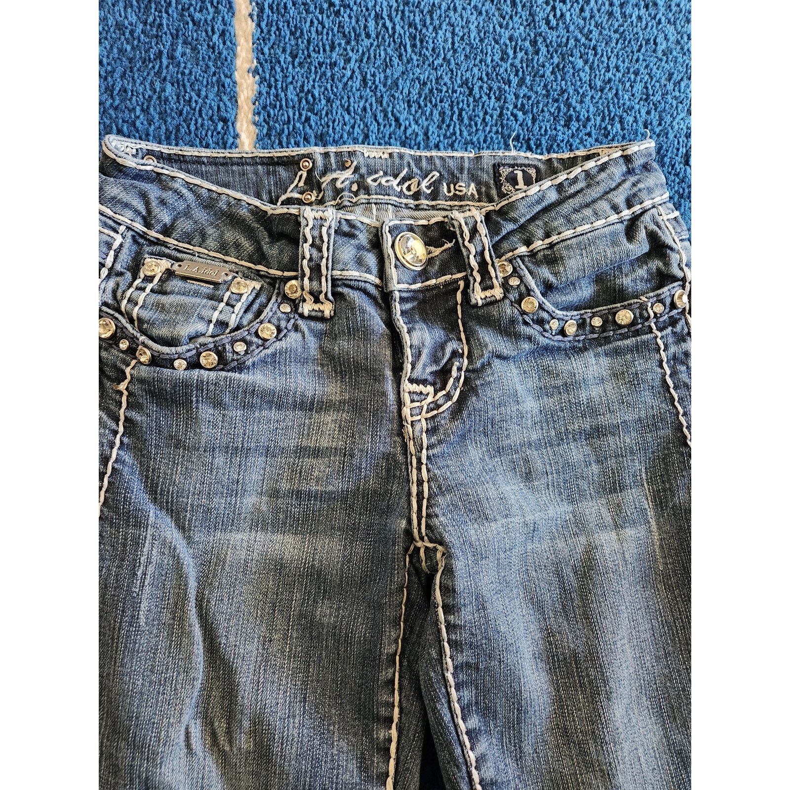 Other L.A Idol Women's Rhinestone Medium Wash Jeans-Sz1 Size 27" / US 4 / IT 40 - 4 Thumbnail
