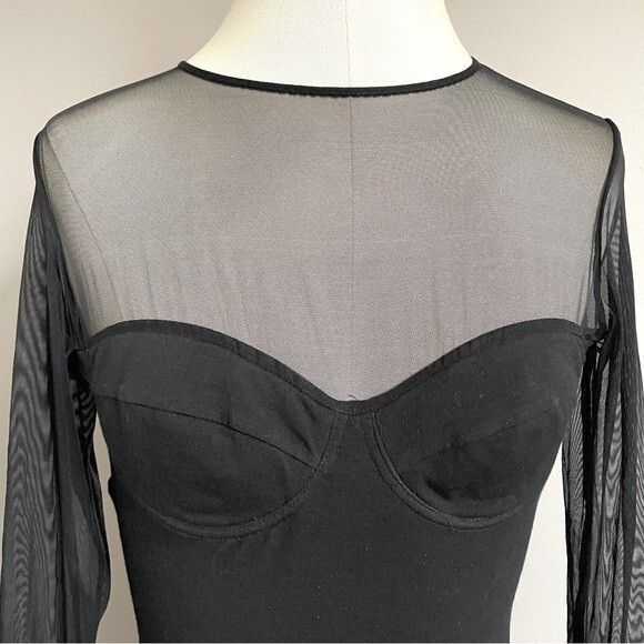 Vintage Vintage Black Sheer Long Sleeve Underwire Bodysuit - 32/XS Size XS / US 0-2 / IT 36-38 - 3 Thumbnail