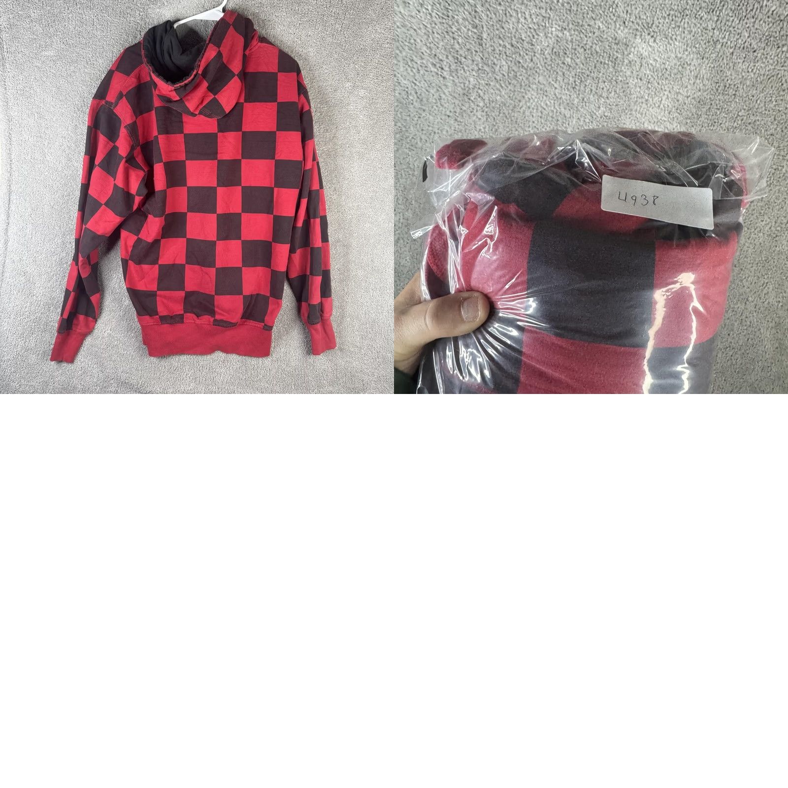 Logo 7 VINTAGE Don Hoodie Mens Large Red Checkered Full Zip Fleece D Logo Embroidered Size US L / EU 52-54 / 3 - 9 Thumbnail