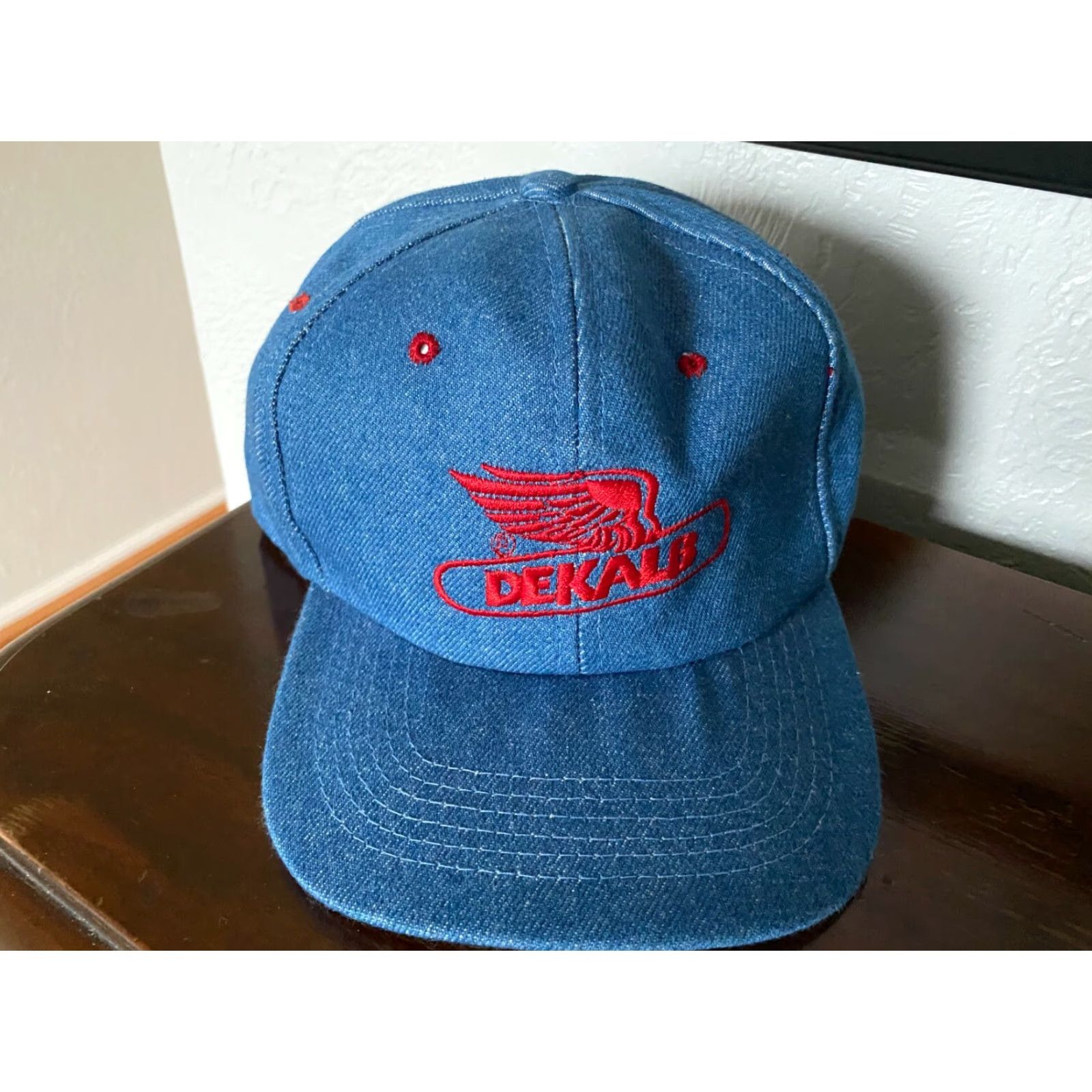 Denime VTG 80s 90s DeKalb Denim Trucker Hat Adjustable Baseball Cap USA Made Size ONE SIZE - 2 Thumbnail