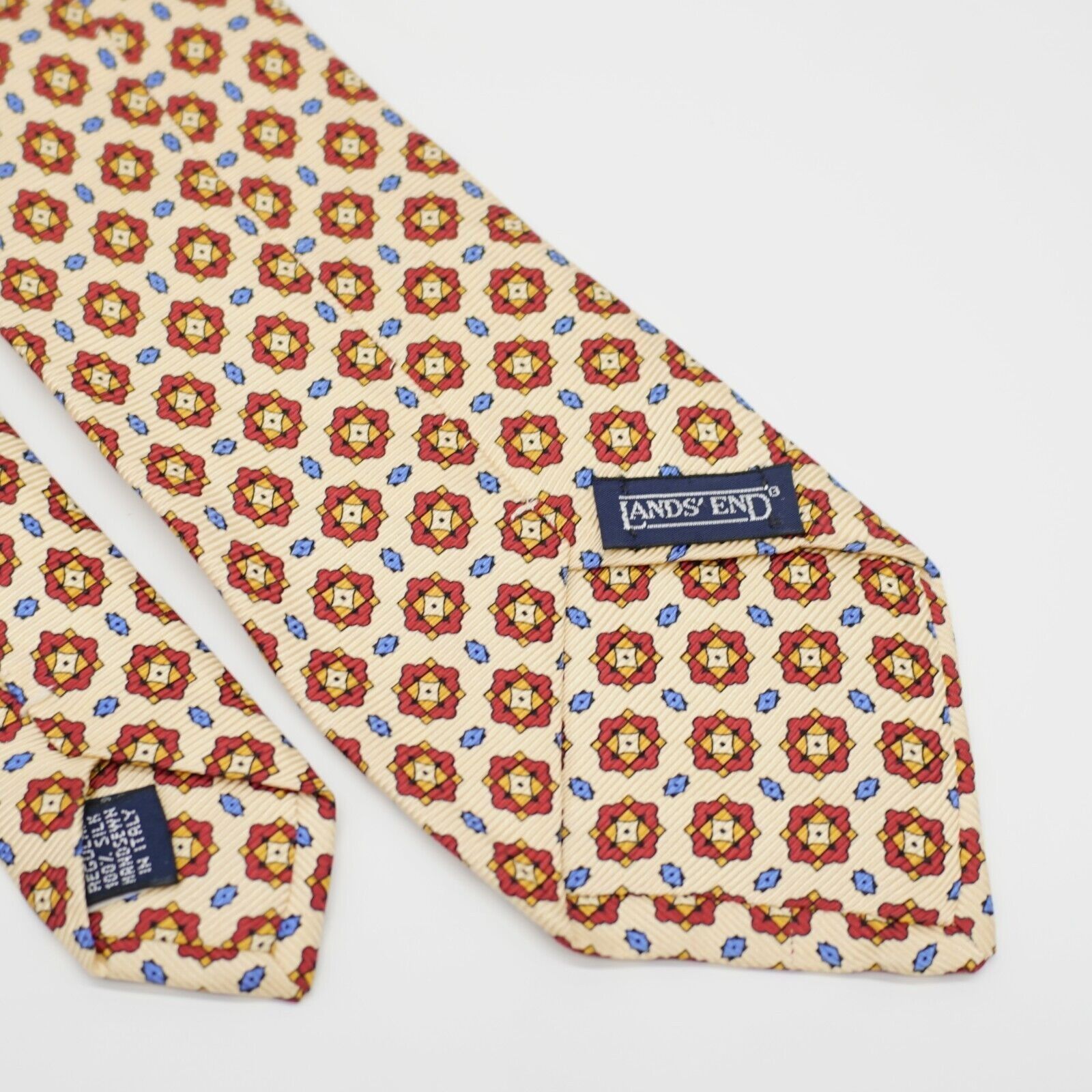 Lands' End Land's End Yellow Red Blue Geometric Print Silk Tie Size ONE SIZE - 5 Thumbnail