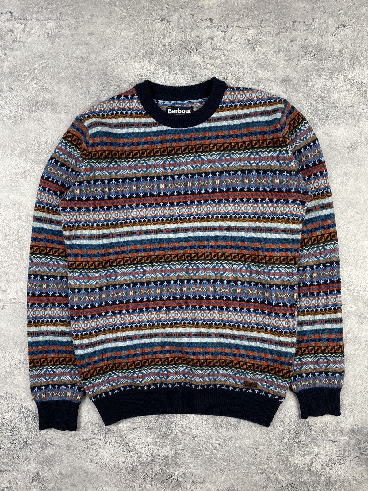Barbour × Designer × Vintage Vintage Barbour Designer Aztec Wool Knitted Sweater Size US S / EU 44-46 / 1 - 4 Thumbnail