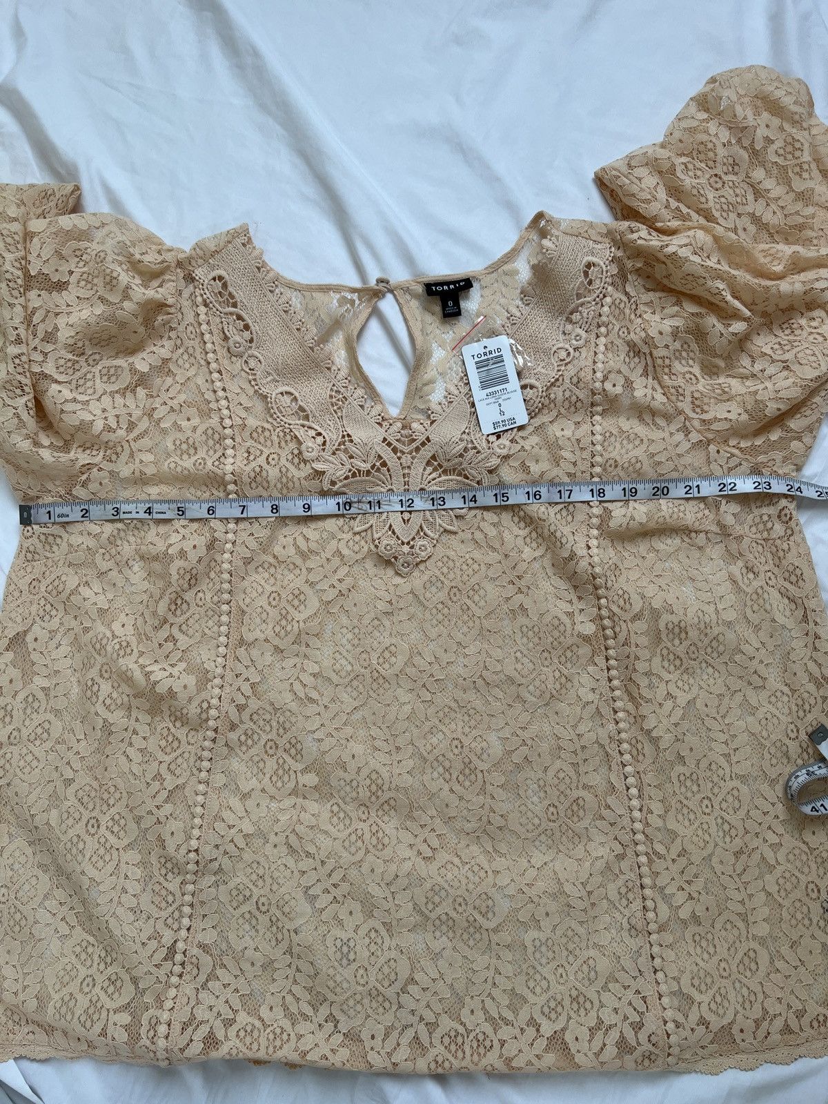Torrid torrid Beige Lace V-Neck Long Sleeve Blouse Size L / US 10 / IT 46 - 7 Thumbnail
