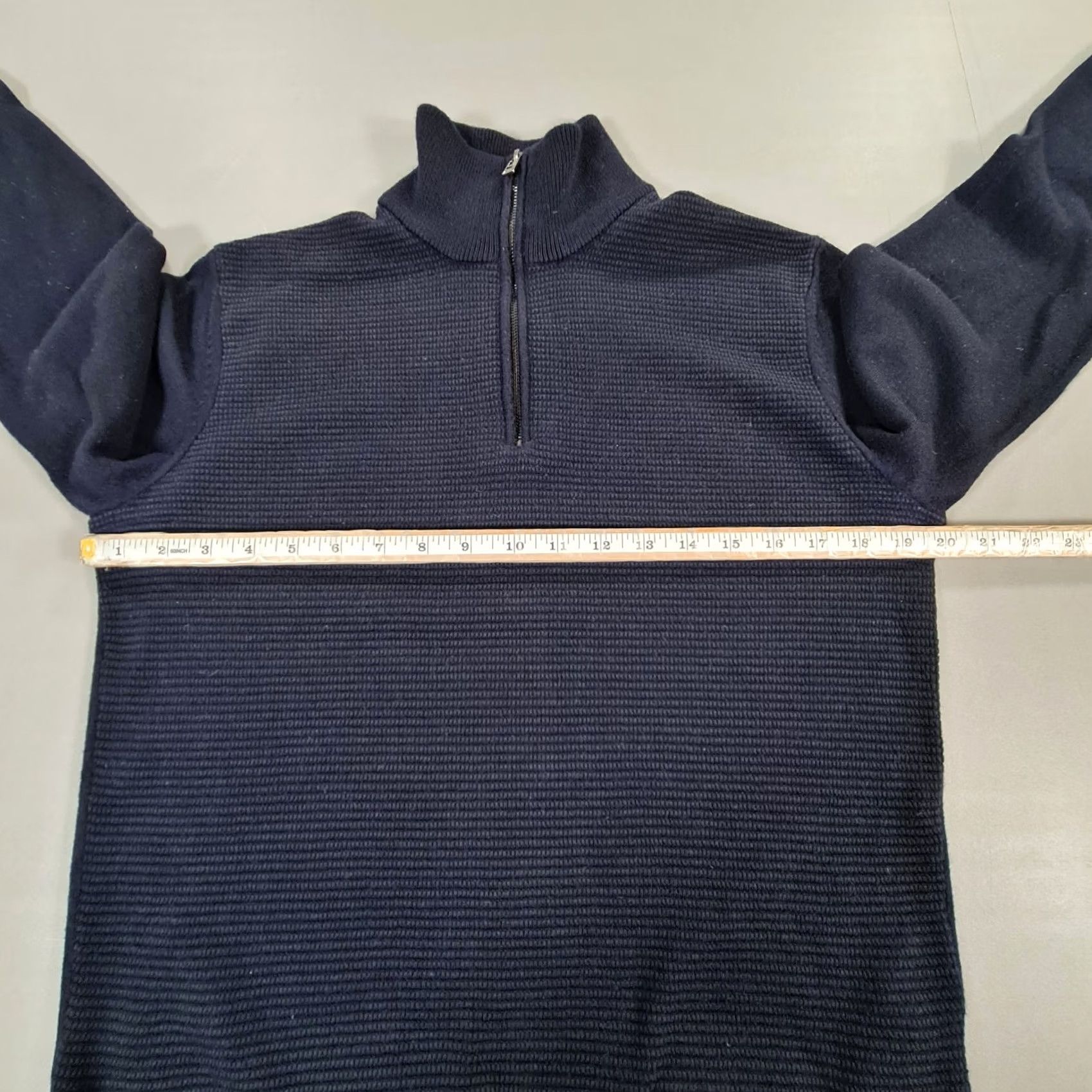 Hugo Boss HUGO BOSS Jumper Navy Blue Medium Slim Wool 1/4 Zip Pullover Mens Regular Knit Mock Neck Long Sleeve Size US M / EU 48-50 / 2 - 6 Thumbnail