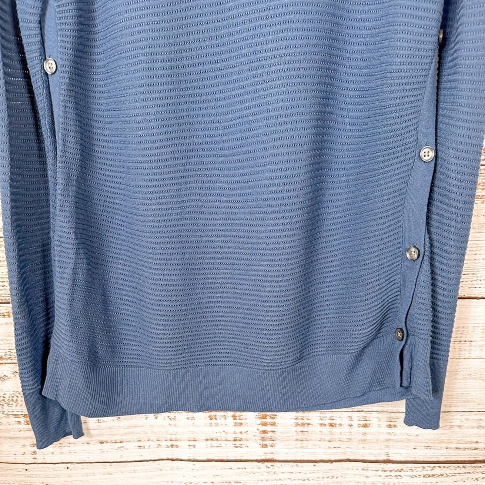 Loft Ann Taylor LOFT Blue Sweater with Side Buttons, EUC Medium Size M / US 6-8 / IT 42-44 - 5 Thumbnail