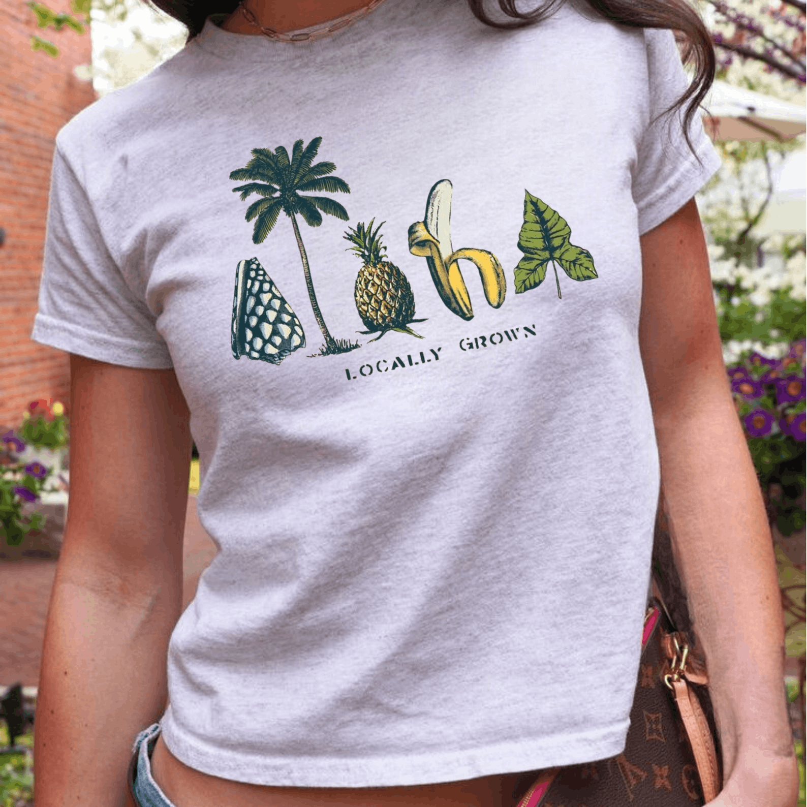 Other Vintage “Locally Grown” Baby Tee – Y2K Graphic Size M / US 6-8 / IT 42-44 - 1 Thumbnail