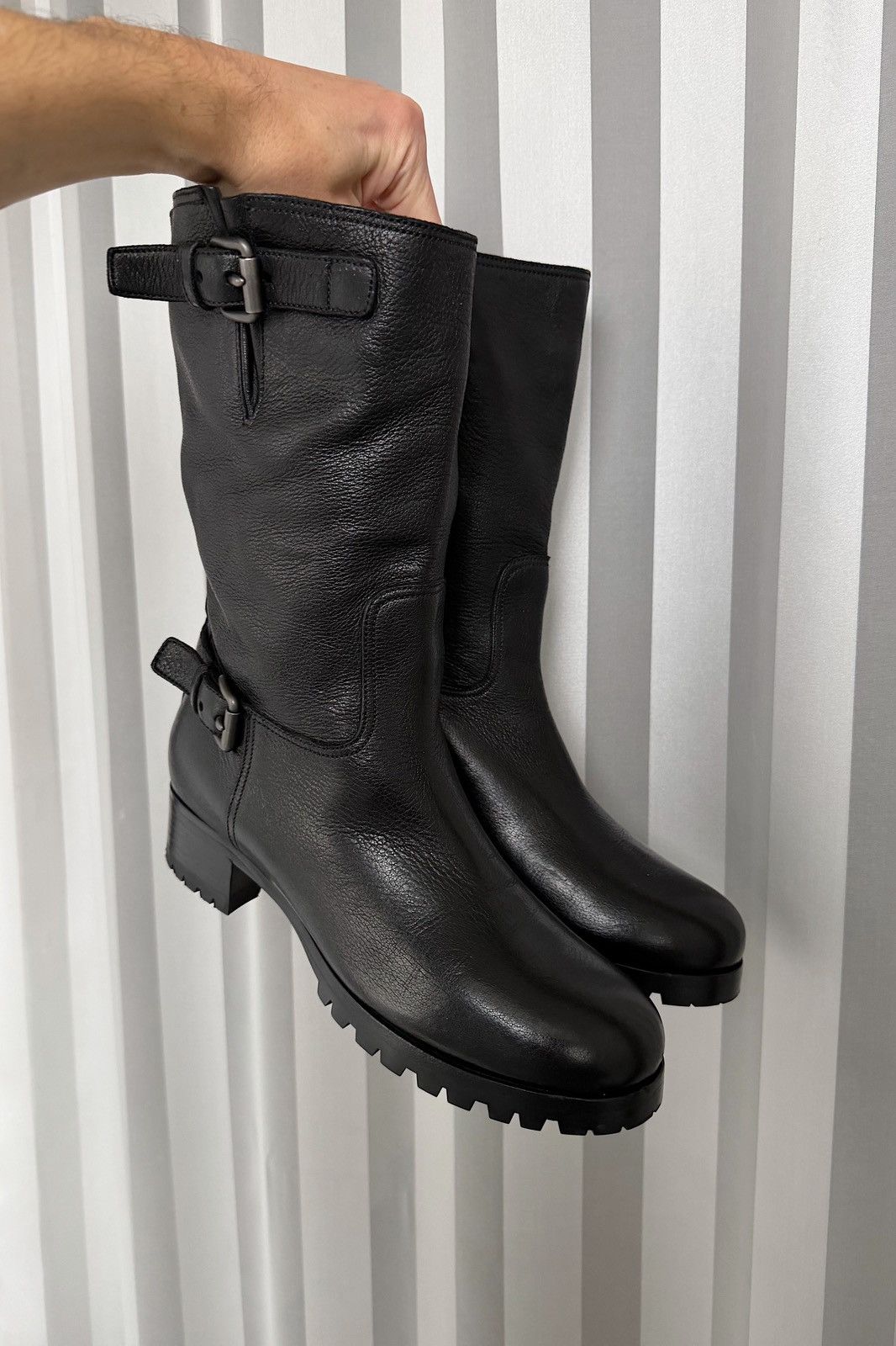 Prada PRADA FW 2014 Biker Buckle Leather Boots miu miu runway logo Size US 9 / IT 39 - 2 Thumbnail