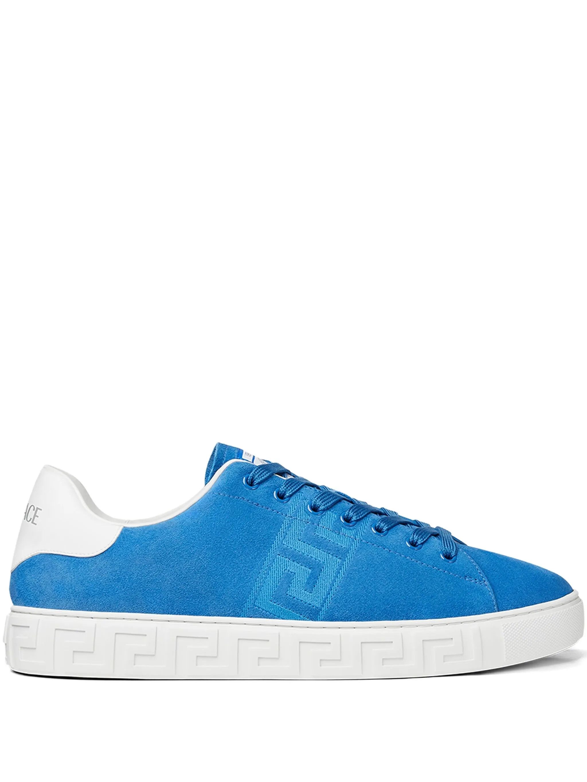 os11x0126 Greca Suede Sneakers in Blue/White