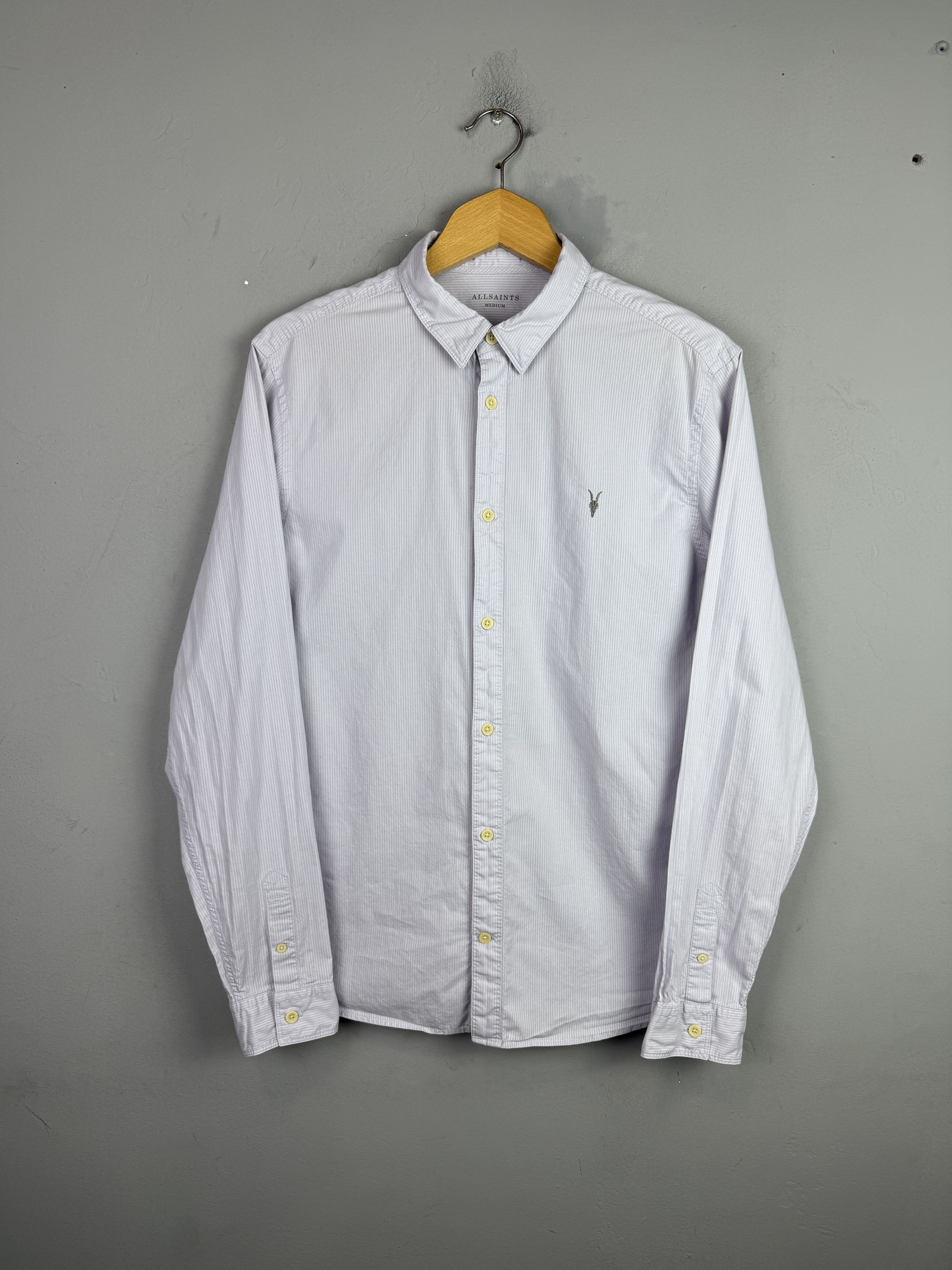 Allsaints All Saints Shirt Lester Striped Gray Long sleeve Oldmoney Size US M / EU 48-50 / 2 - 3 Thumbnail