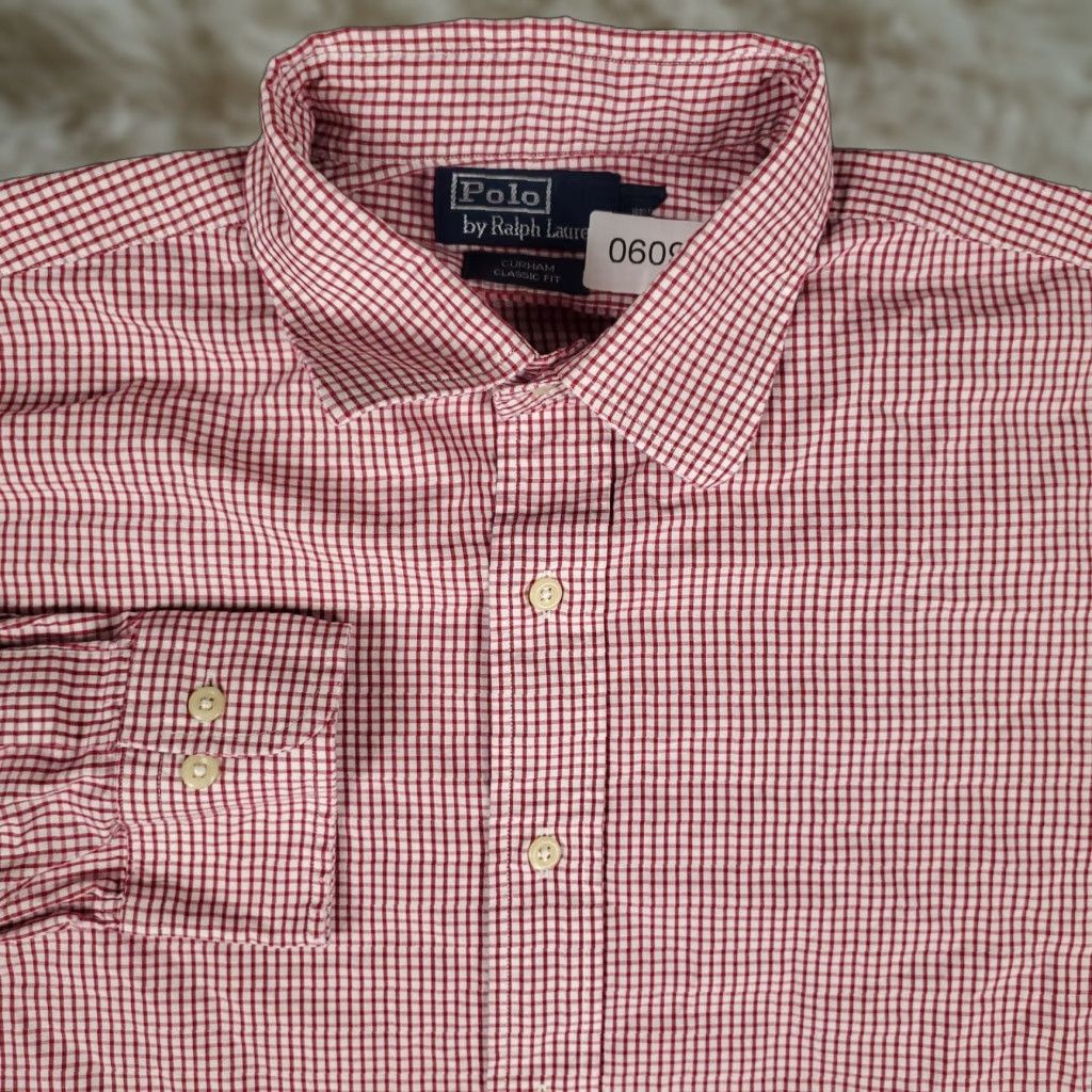 Ralph Lauren Ralph Lauren Dress Shirt Mens Size 17 Red Check Button Up Long Sleeve Casual Business Regular Size 46R - 1 Thumbnail