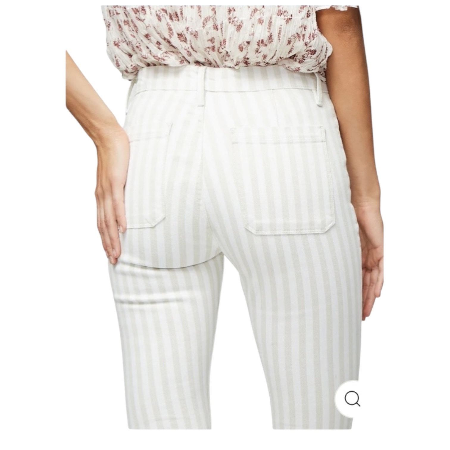 Frame FRAME Striped Le Bardot Crop Flare Raw Edge Denim Pant-sz 33 Size 33" - 3 Thumbnail