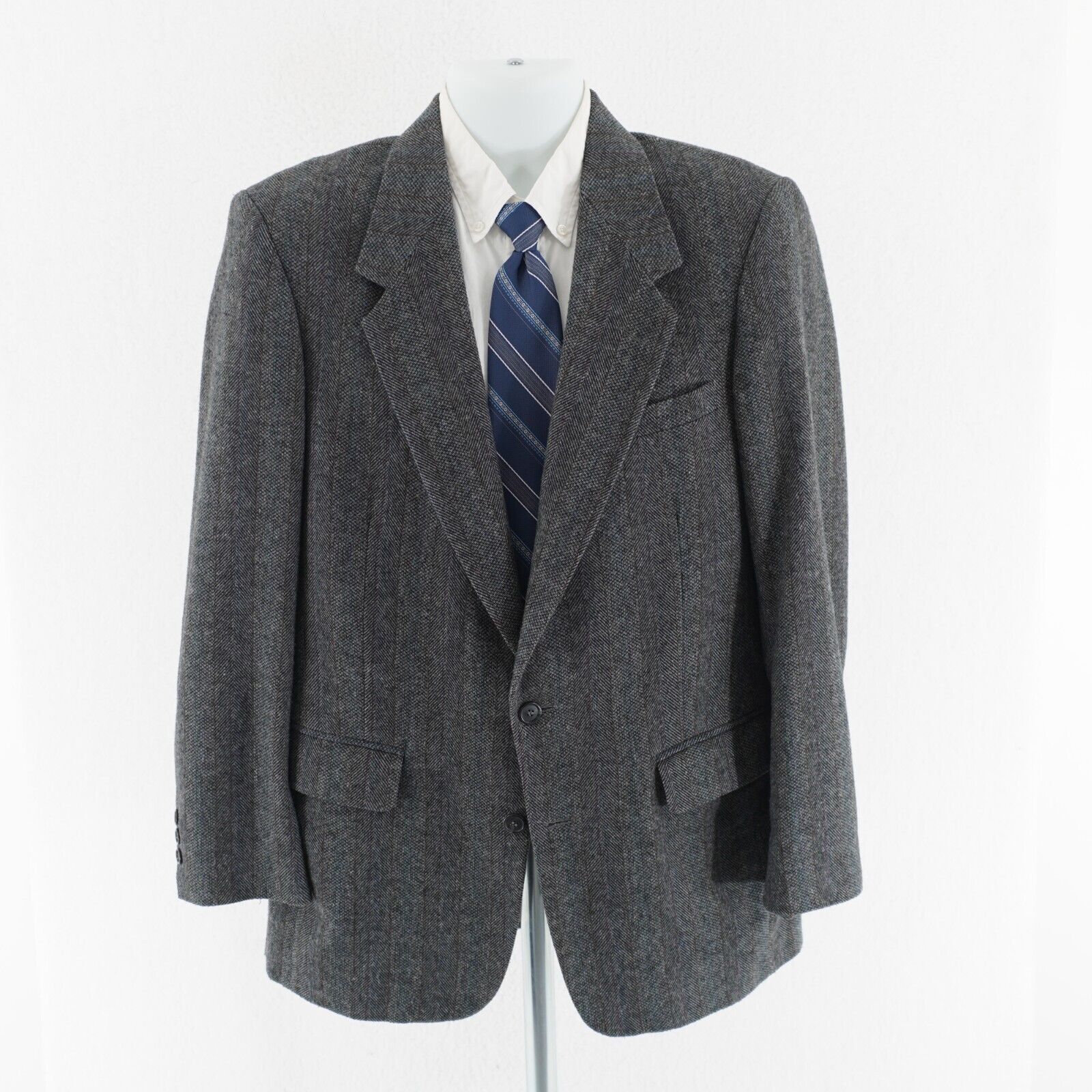 Towncraft Towncraft Tweed Wool Patchwork Gray Herringbone 2 Button Spo Size 38R - 4 Thumbnail