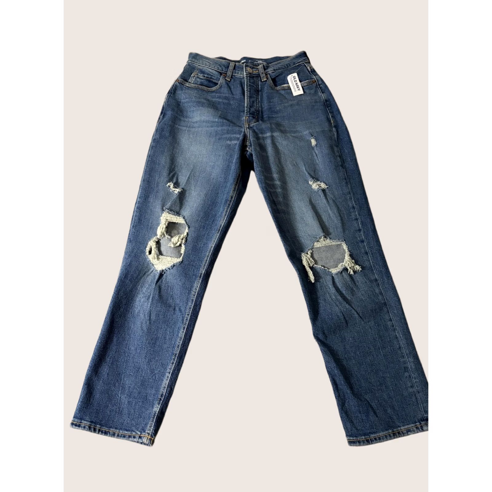 Old Navy Old Navy Womens 6 Straight Denim Jeans Sky-Hi Distressed Medium Size 28" / US 6 / IT 42 - 1 Thumbnail