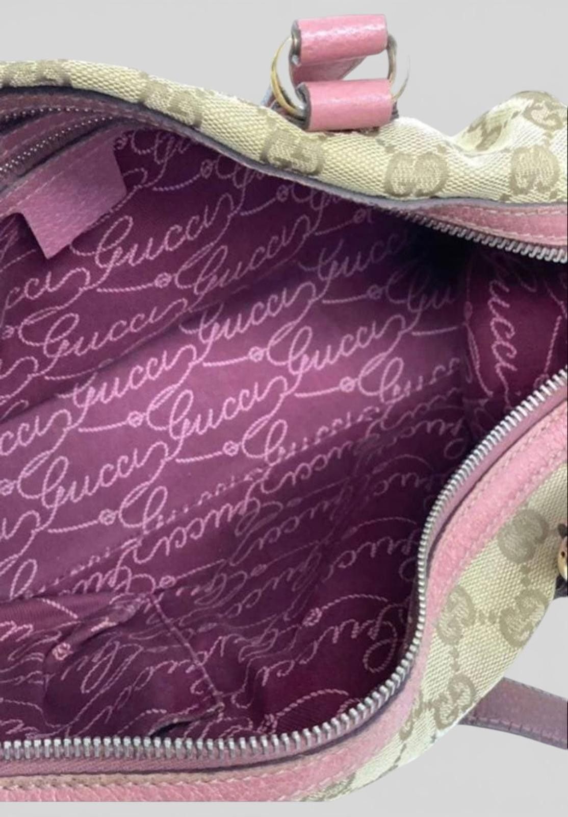 Gucci Gucci - Monogram Canvas Handbag Pink Leather Trim Size ONE SIZE - 4 Thumbnail