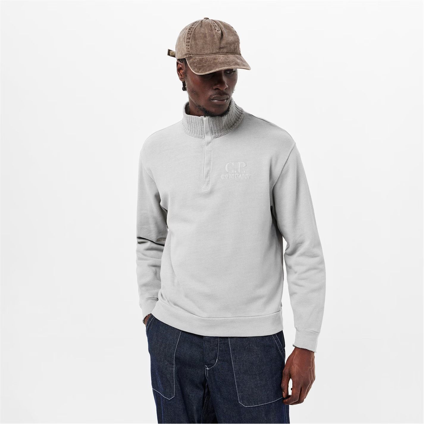 C.P. Company o1g2r1mq0426 Polo Collar Sweatshirt in Grey Size US XXL / EU 58 / 5 - 3 Thumbnail