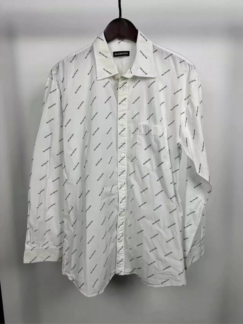 Balenciaga Balenciaga Logo Print Long Sleeve Shirt - dmc Size US M / EU 48-50 / 2 - 1 Thumbnail