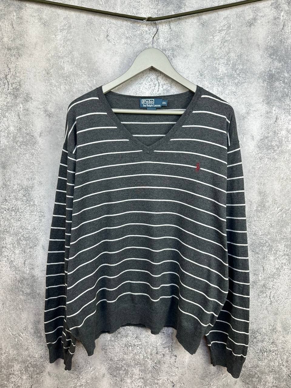 Polo Ralph Lauren Polo Ralph Lauren Vintage V-Neck Striped Sweater Jumper Size US XXL / EU 58 / 5 - 1 Thumbnail