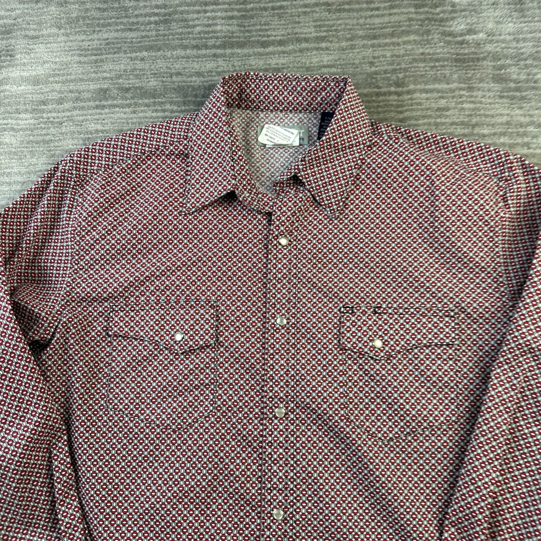 Wrangler VINTAGE Wrangler Wrancher Shirt Mens Large Red All Over Print Pearl Snap Western Size US L / EU 52-54 / 3 - 5 Thumbnail
