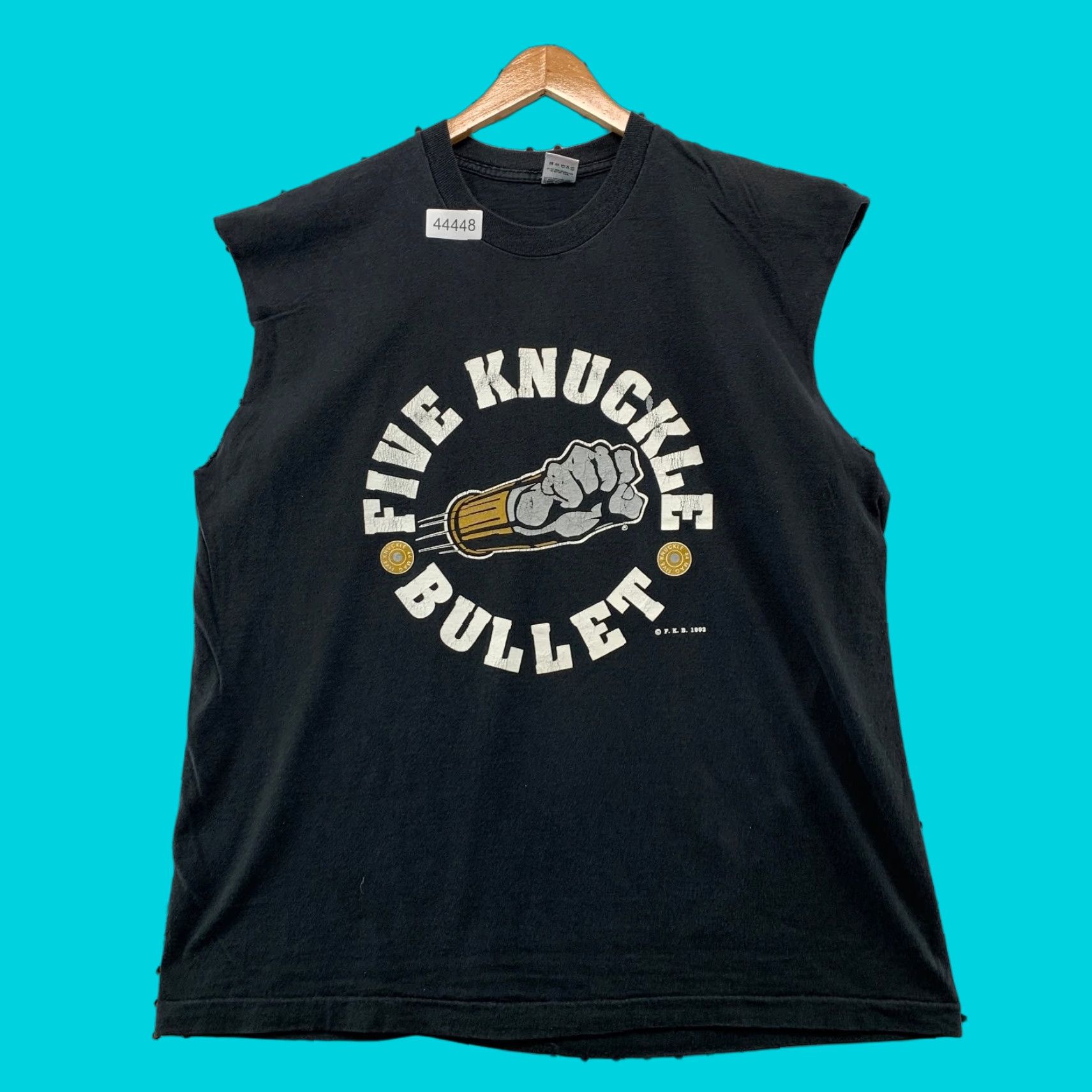 Fruit Of The Loom VINTAGE Five Knuckle Bullet T Shirt Mens 2XL Black Army Graphic Cotton Crew Neck Sleeveless 2000s Mens Size US XXL / EU 58 / 5 - 1 Thumbnail