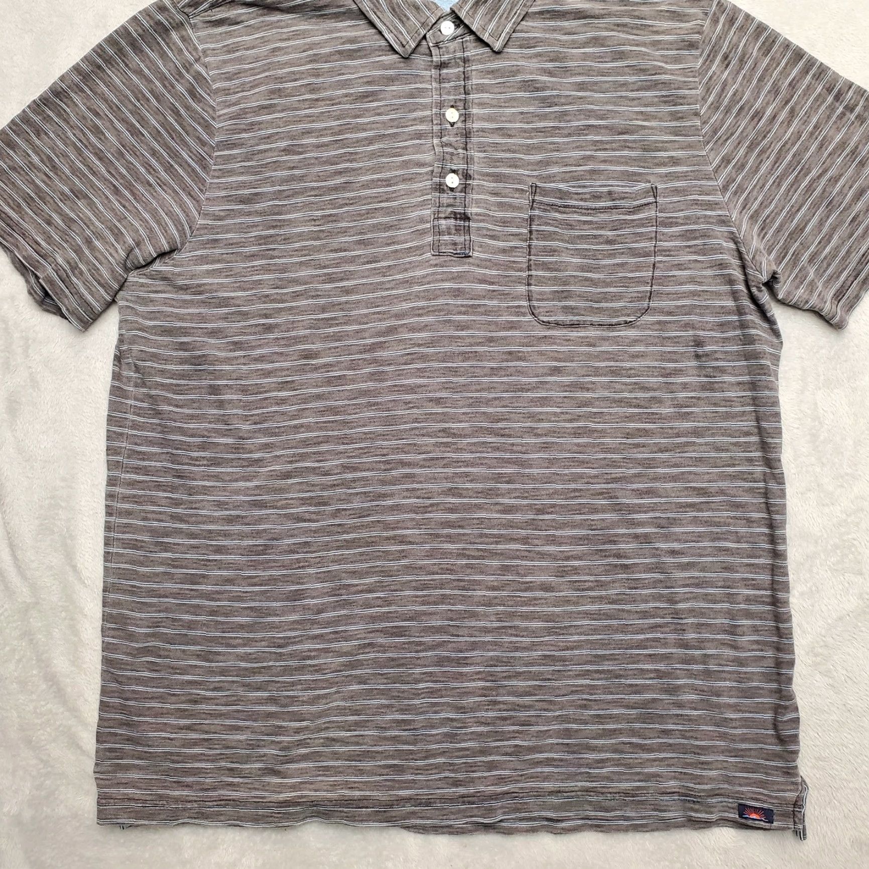 Faherty Faherty Shirt Mens L Gray Blue Striped Polo 100% Cotton Casual Size US L / EU 52-54 / 3 - 3 Thumbnail