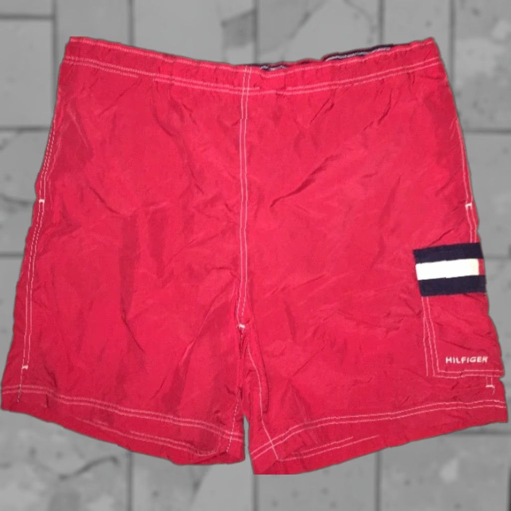 Tommy Hilfiger VINTAGE Tommy Hilfiger Men Board Shorts L Red Swim Bottoms Mens Mid-Length Size L Size US 33 - 1 Thumbnail