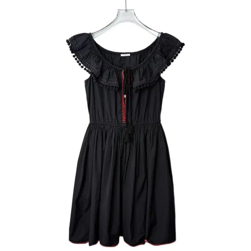 Miu Miu Miu Miu Black Cotton Blend Dress Size L 0089 Size L / US 10 / IT 46 - 1 Thumbnail