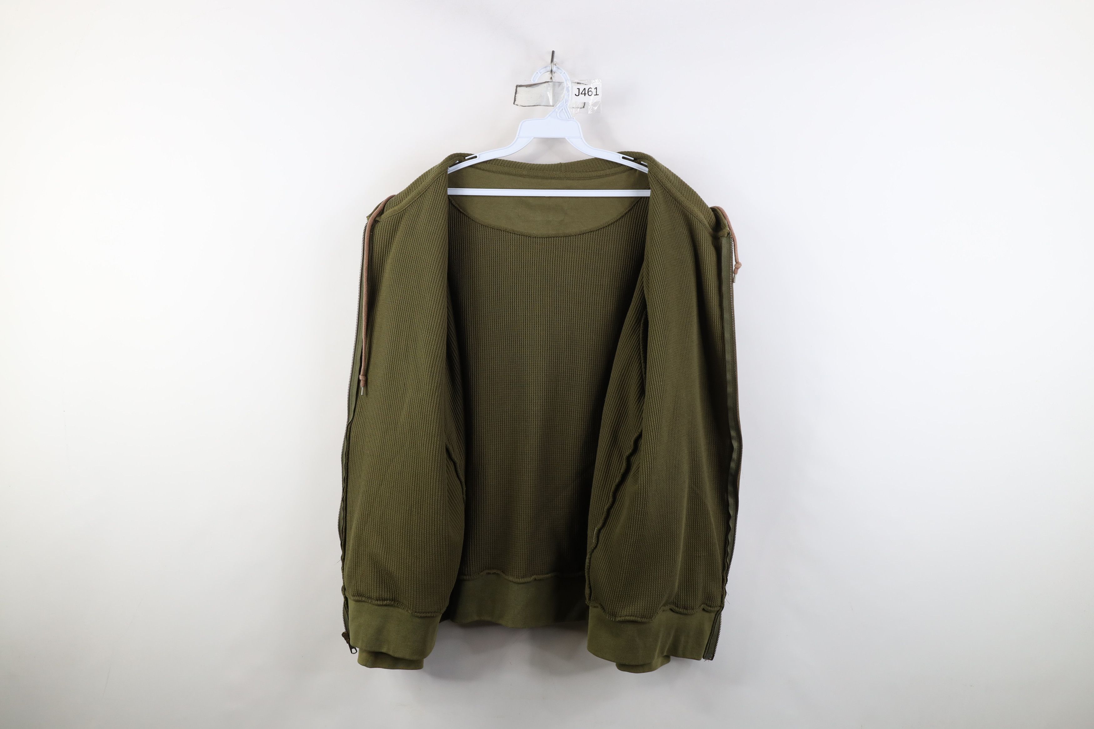 Vintage Vintage 90s Y2K Streetwear Waffle Knit Lined Full Zip Hoodie Size US XL / EU 56 / 4 - 9 Thumbnail