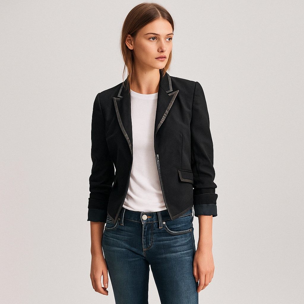 Rag & Bone Rag & Bone Women's Leather trim Woolk Blazer Jacket Cropped Size XS / US 0-2 / IT 36-38 - 1 Thumbnail