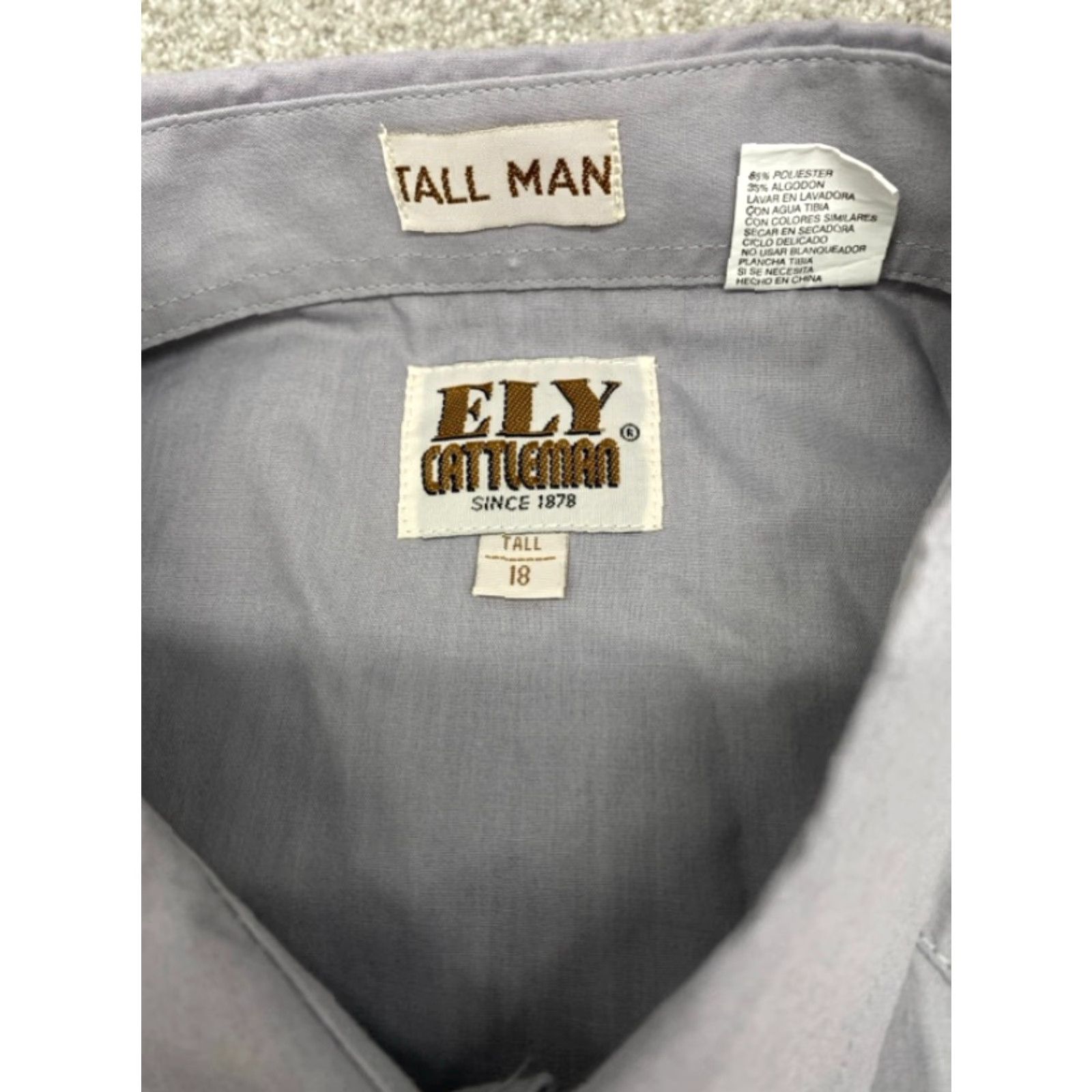 Vintage VINTAGE Ely Cattleman Western Shirt Mens 18 Tall Gray Short Sleeve Pearl Snaps 5570 Size US XXL / EU 58 / 5 - 4 Thumbnail
