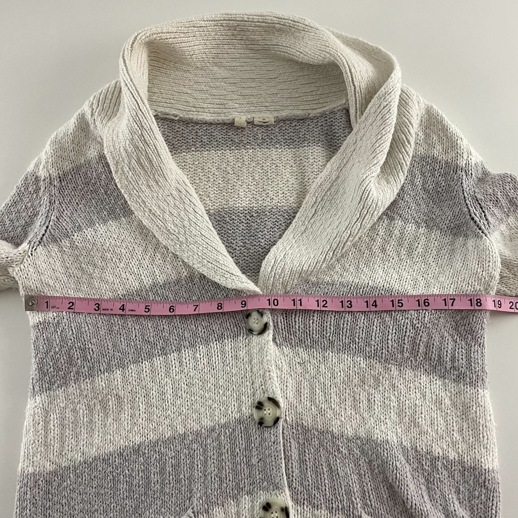 Anthropologie MOTH Anthropologie Button Front Chunky Cardigan Sweater Women's Small Ivory Gray Size S / US 4 / IT 40 - 3 Thumbnail