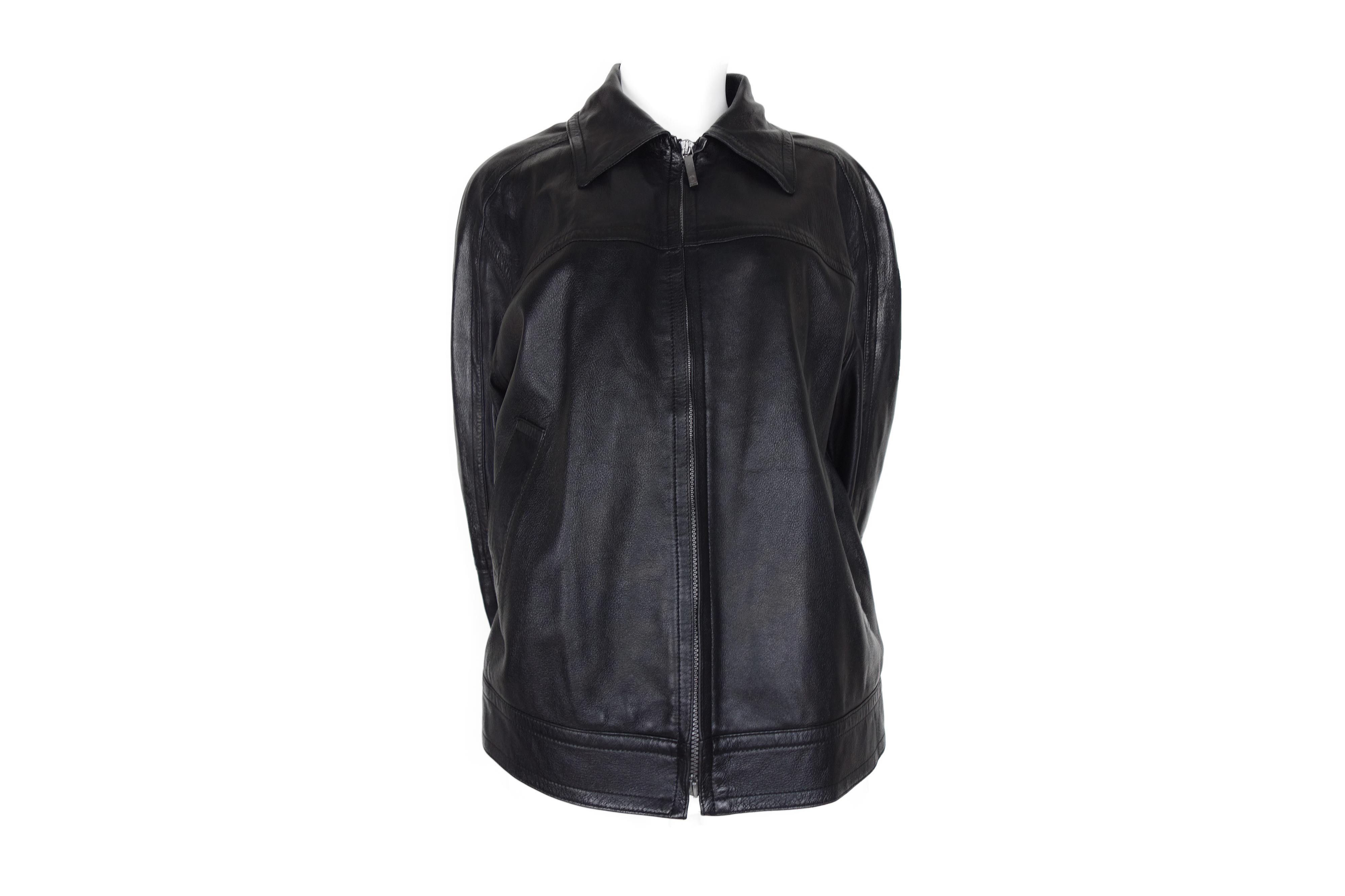 GF Ferre × Gianfranco Ferre GIANFRANCO FERRE Soft Leather Jacket Zip Vintage Size L 90s Size L / US 10 / IT 46 - 2 Thumbnail