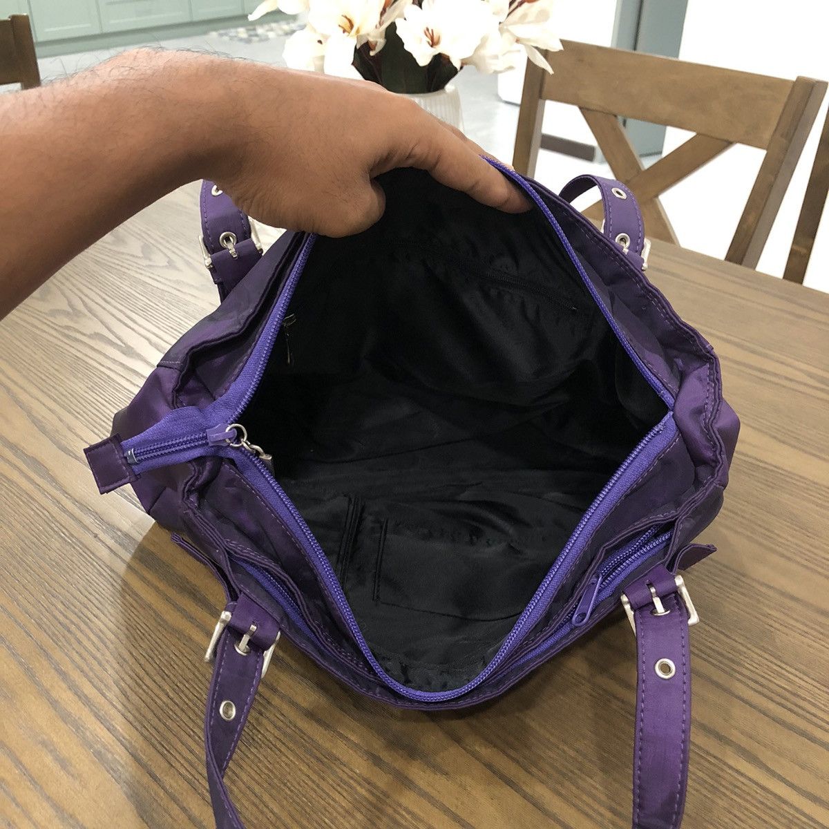 Moschino MOSCHINO Purple Nylon Tote Bag Size ONE SIZE - 6 Thumbnail