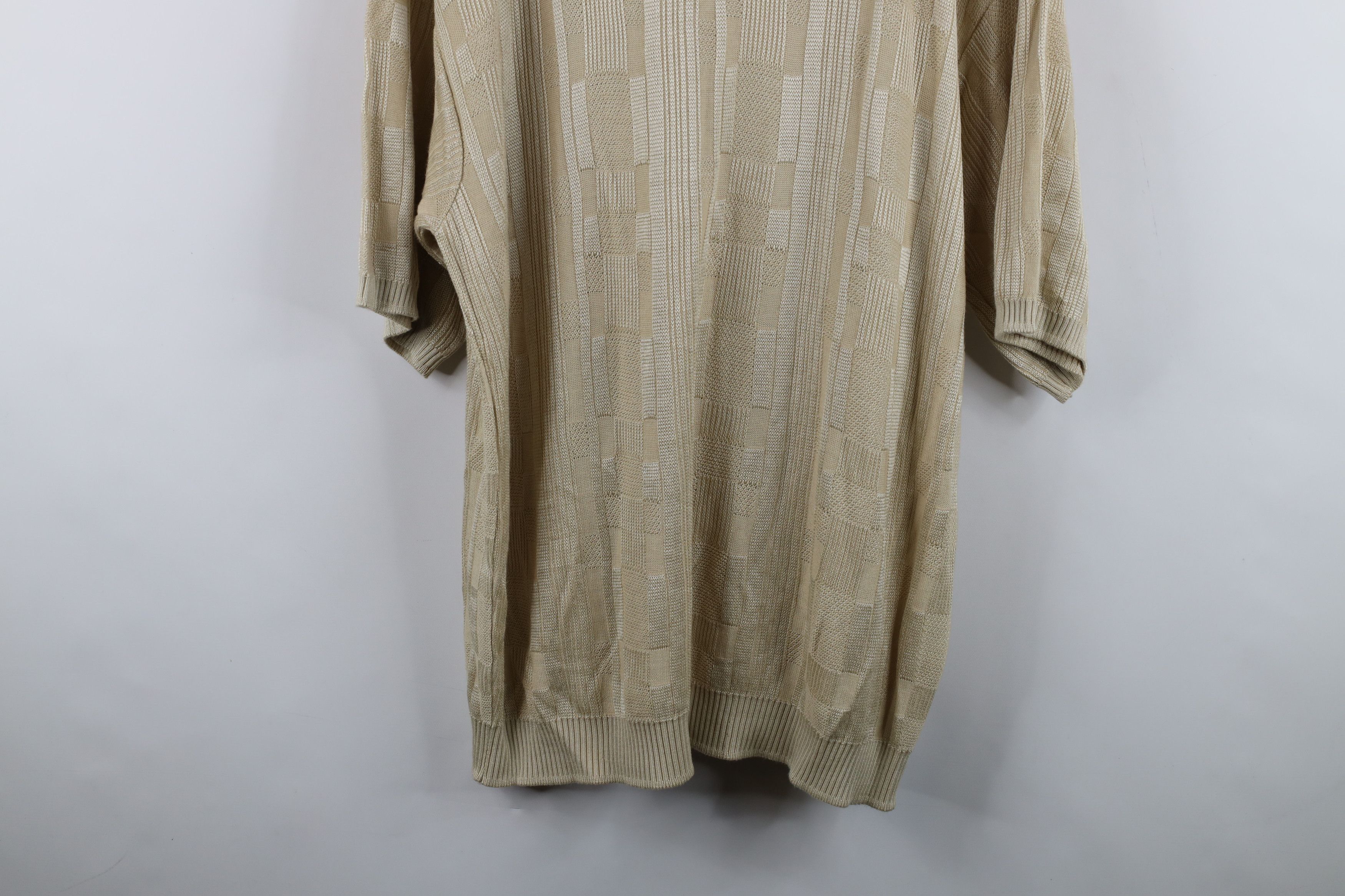 Vintage Vintage 90s Streetwear Knit Short Sleeve Sweater Gold USA Size US XXL / EU 58 / 5 - 11 Thumbnail