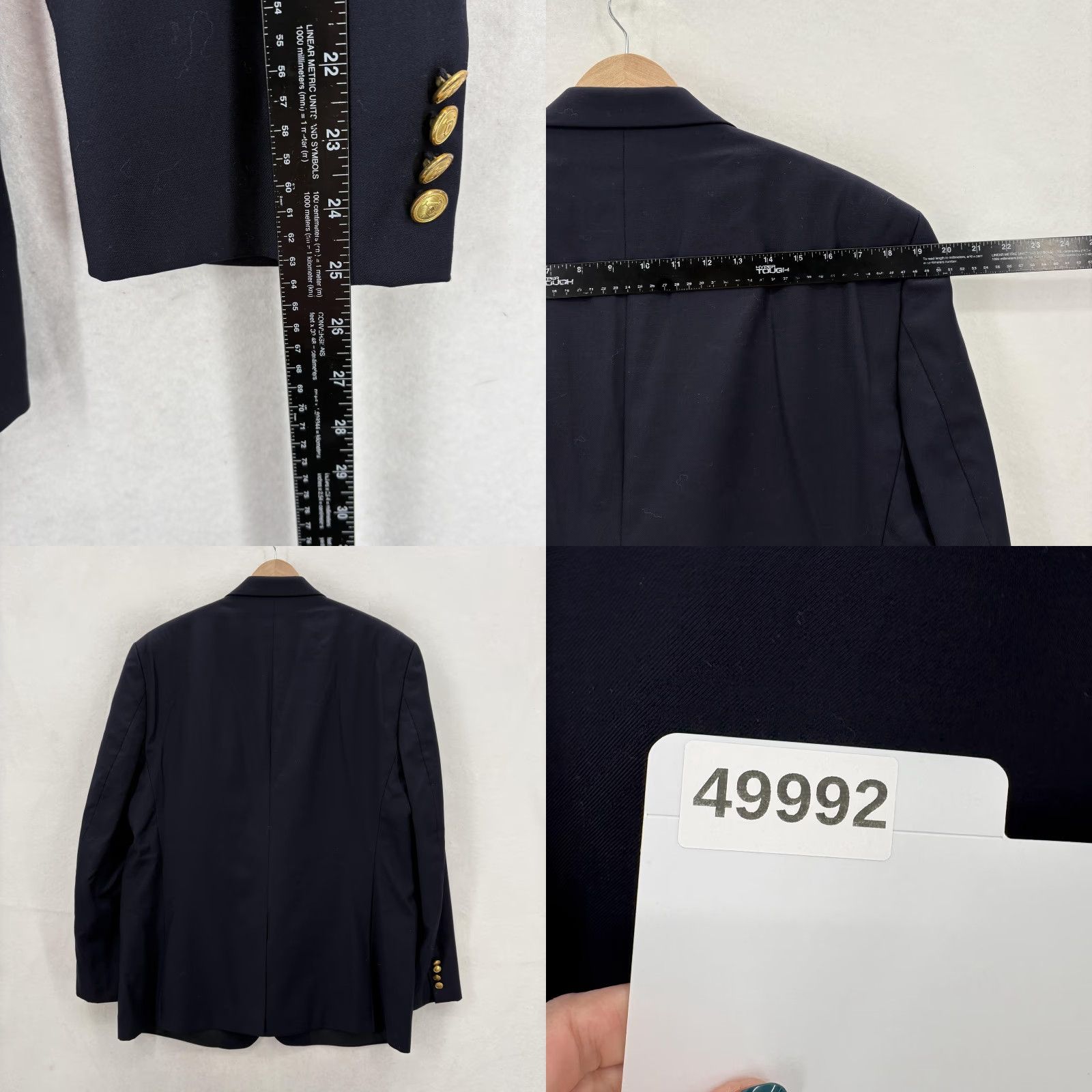 Ralph Lauren Lauren Ralph Lauren Blazer Mens 46R Navy Wool Gold Button Single-Breasted Notch 2-Piece 3-Button Inner Pockets Winter Business Formal Mens Size 46R - 9 Thumbnail