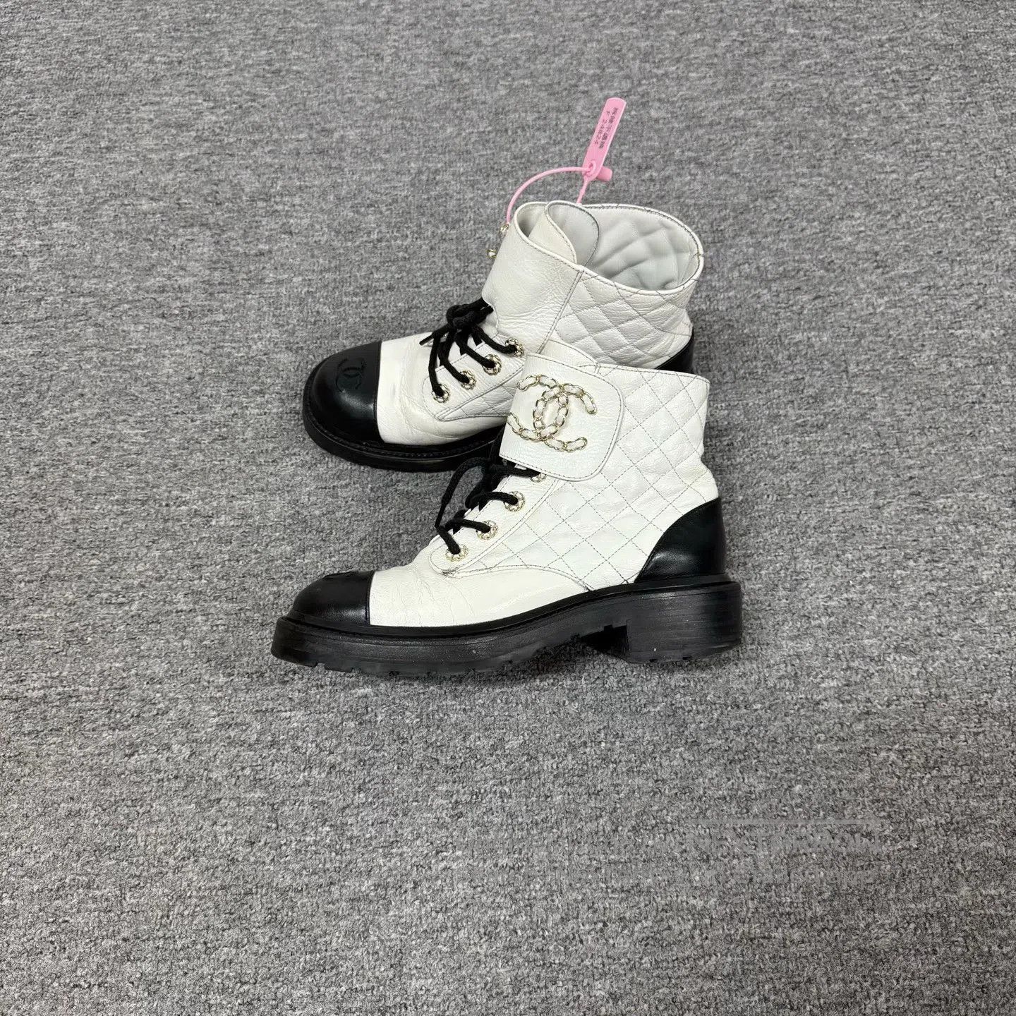 Chanel Chanel Double C Panda Color Diamond Pattern Short Boots| Size US 8 / IT 38 - 1 Thumbnail